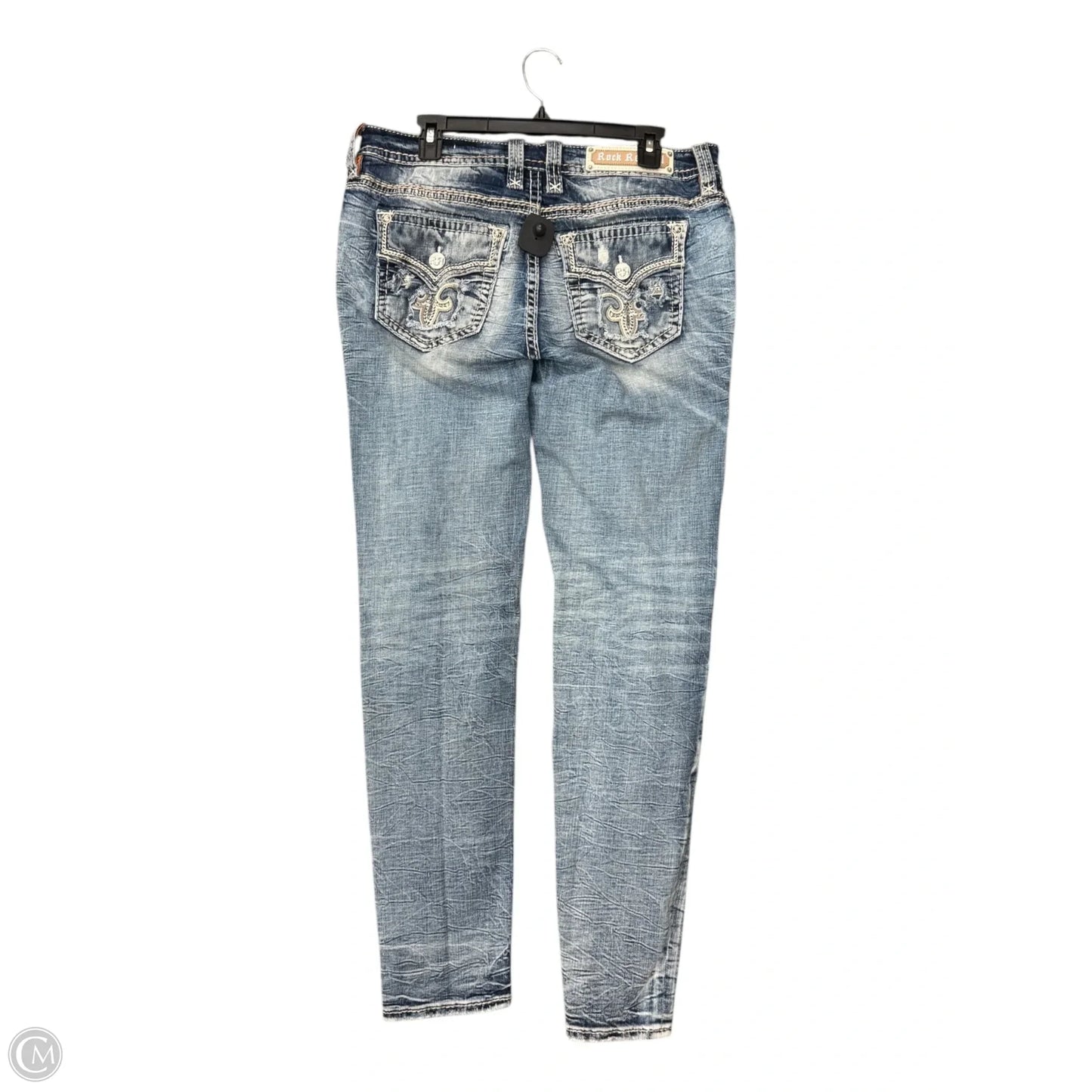 Jeans Skinny By Rock Revival In Blue Denim, Size: 16