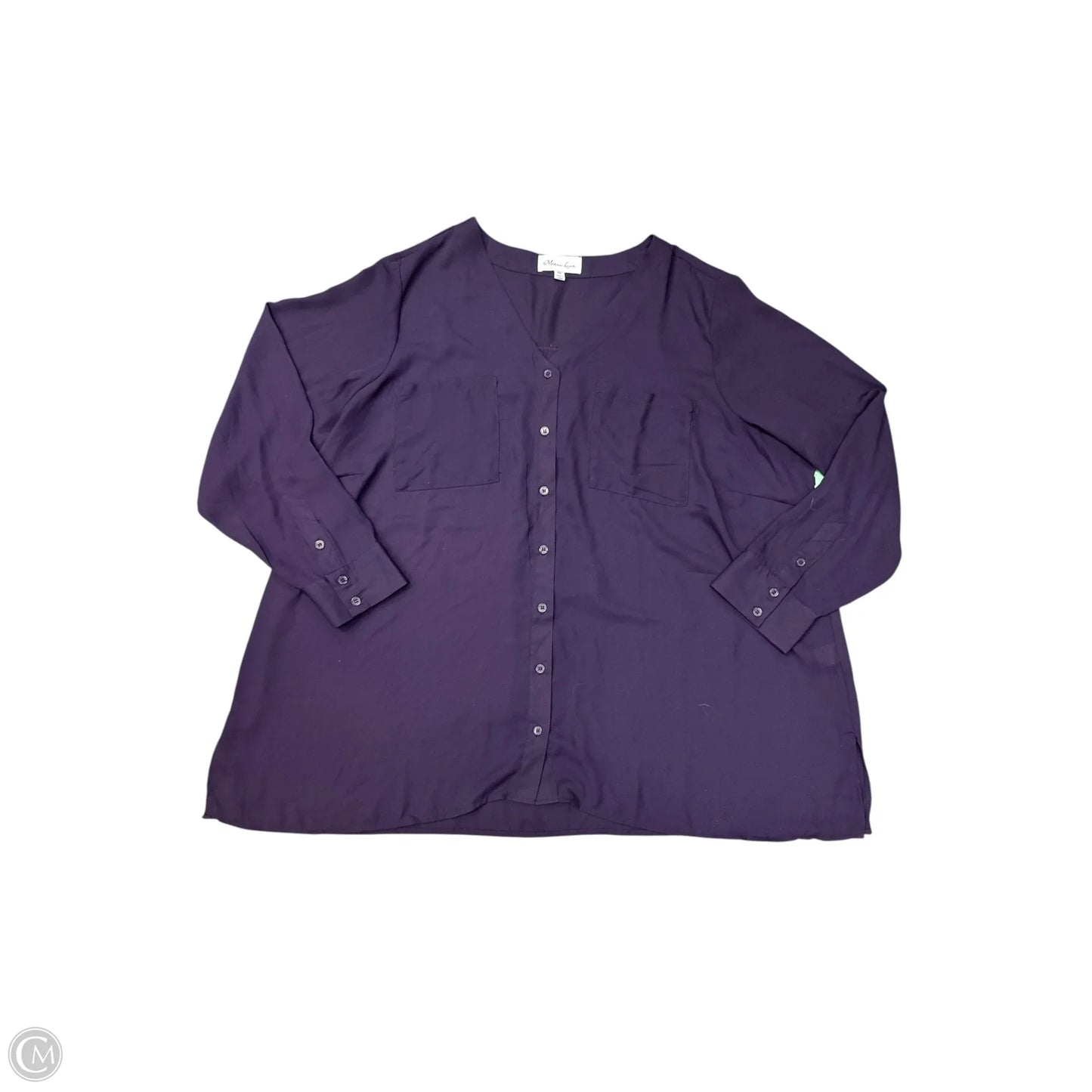 Top 3/4 Sleeve Basic By Clothes Mentor In Purple, Size: 3x