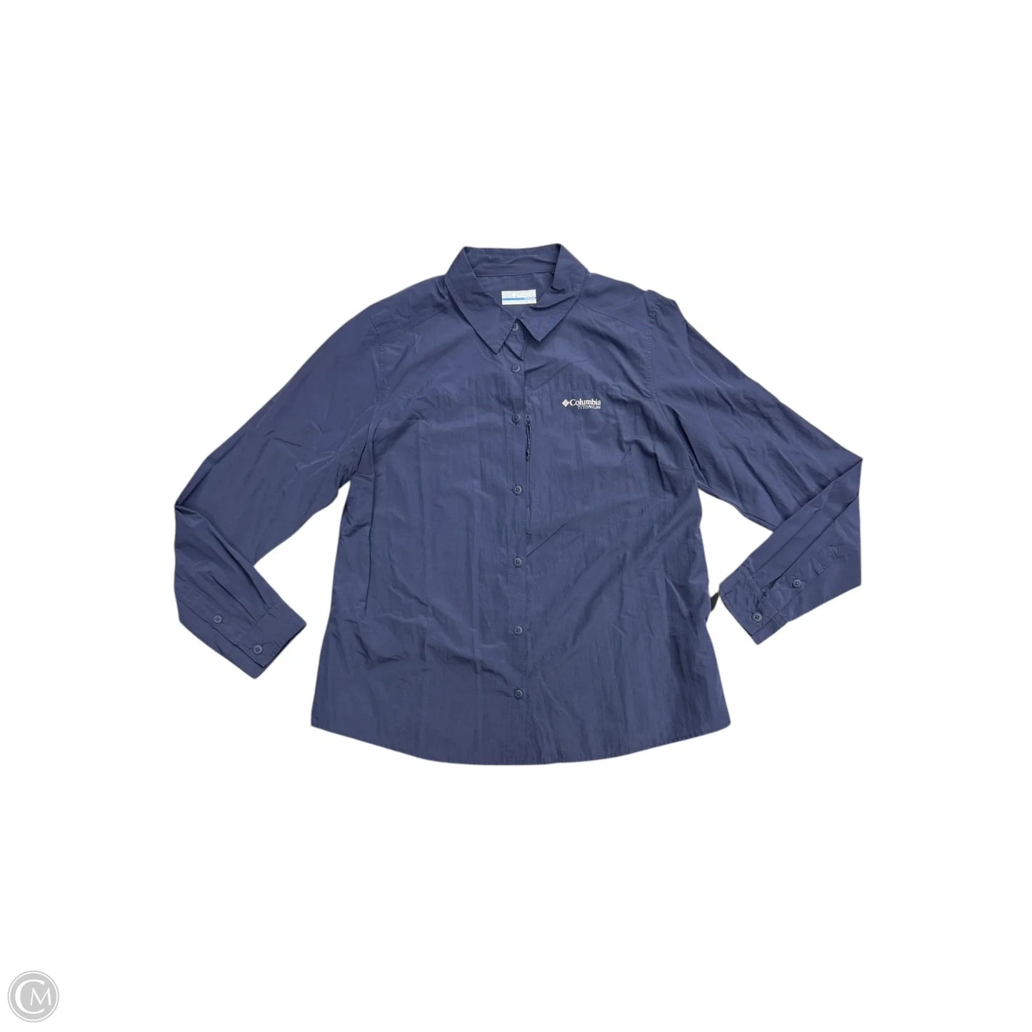 Athletic Top Long Sleeve Collar By Columbia In Blue, Size: Xl