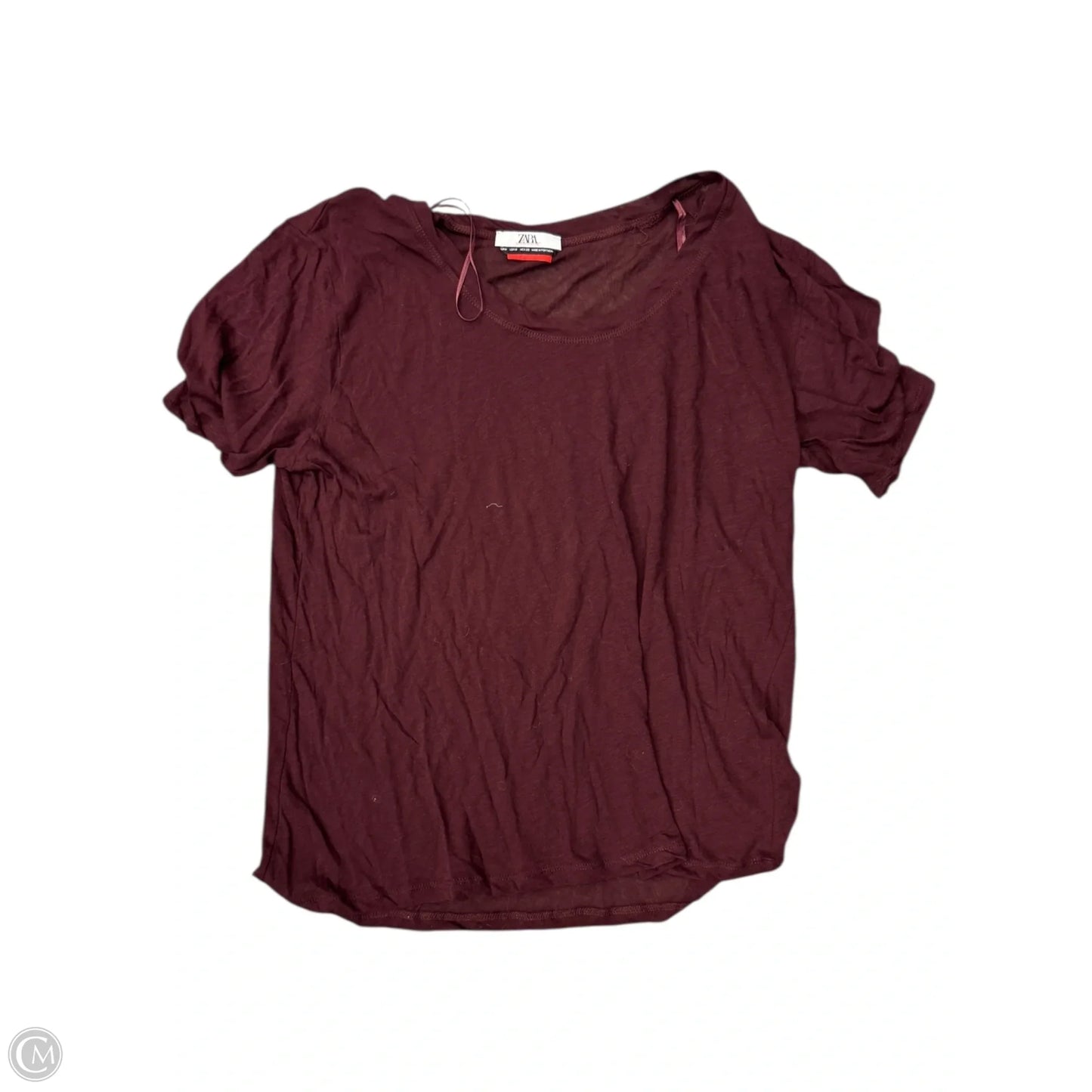 Top Short Sleeve By Zara In Maroon, Size: M