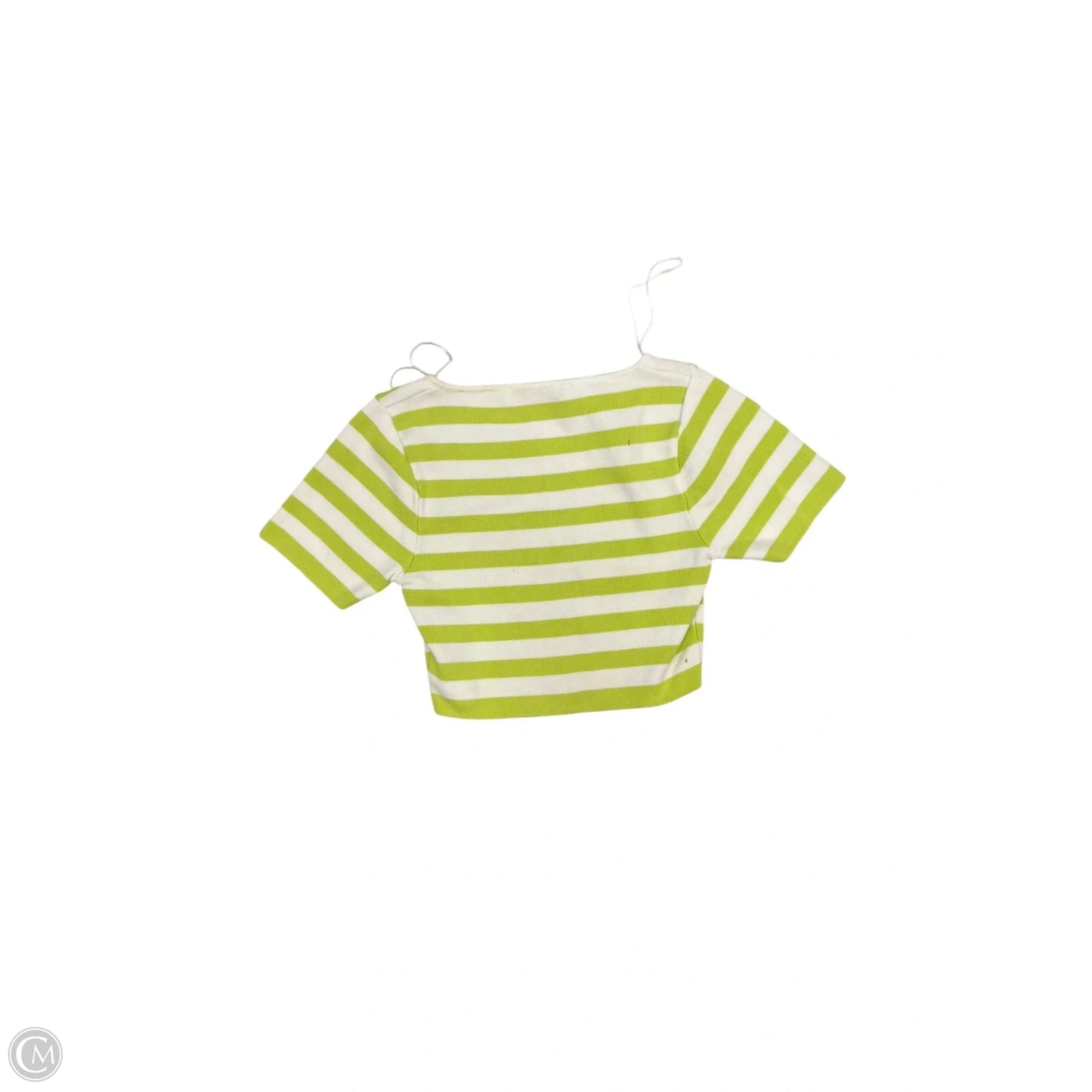 Top Short Sleeve By Zara In Green & White, Size: S