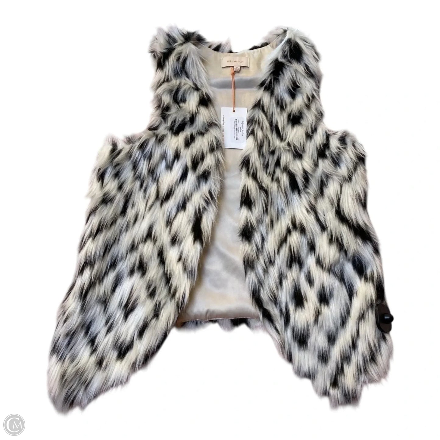 Vest Faux Fur & Sherpa By Skies Are Blue In Black & White, Size: Xs