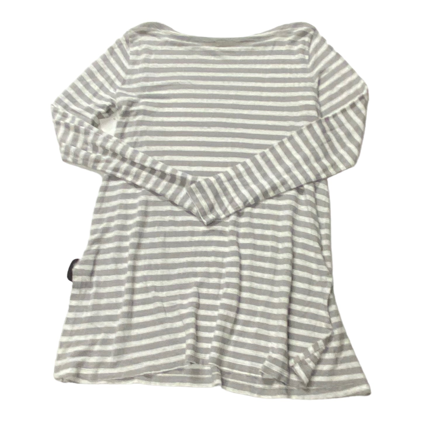 Grey & White Top Long Sleeve Designer Eileen Fisher, Size Petite M