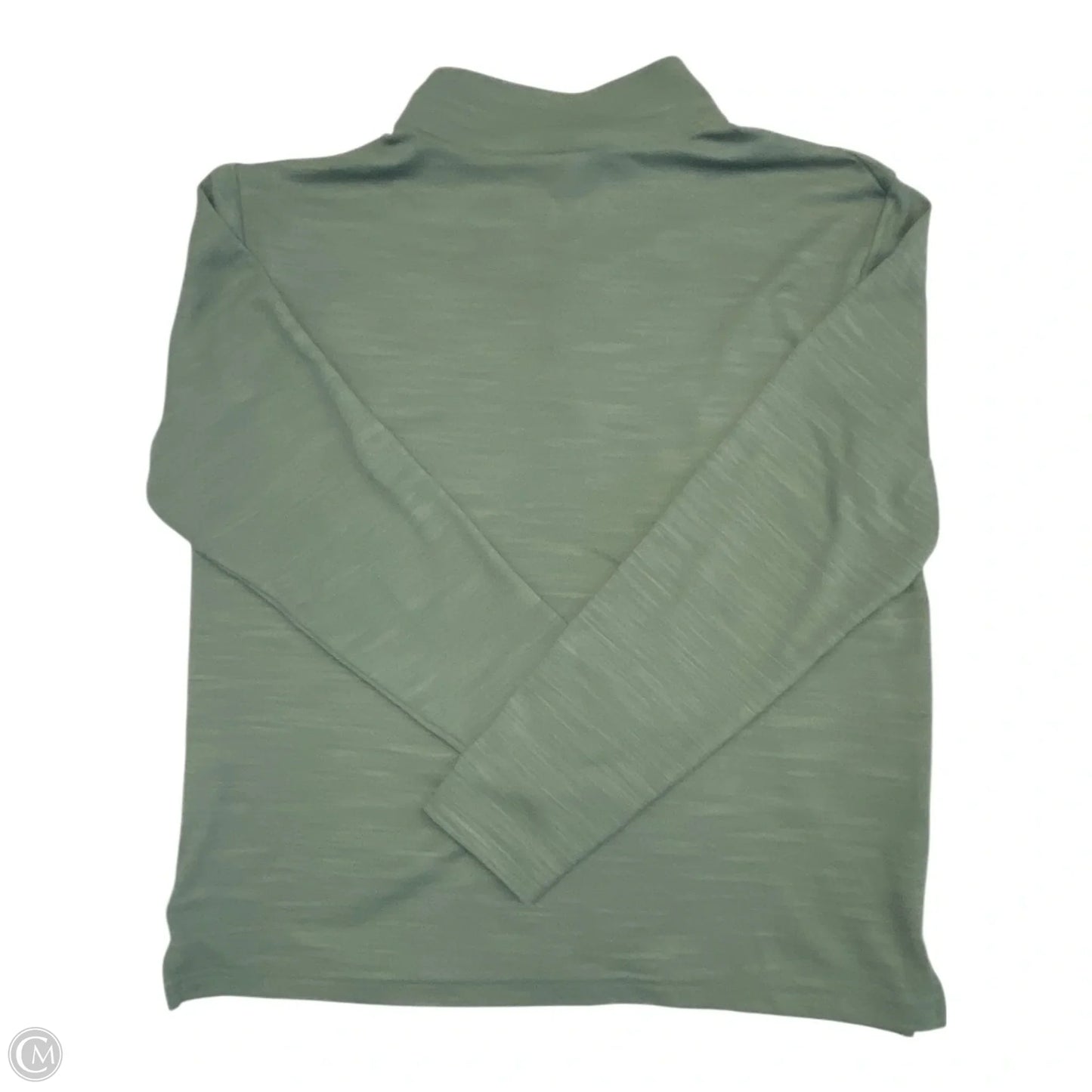 Athletic Top Long Sleeve Collar By Nike In Black & Green, Size: M