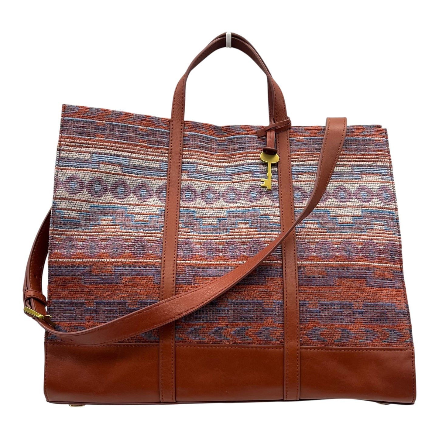 Handbag By Fossil In Blue & Red, Size:Large