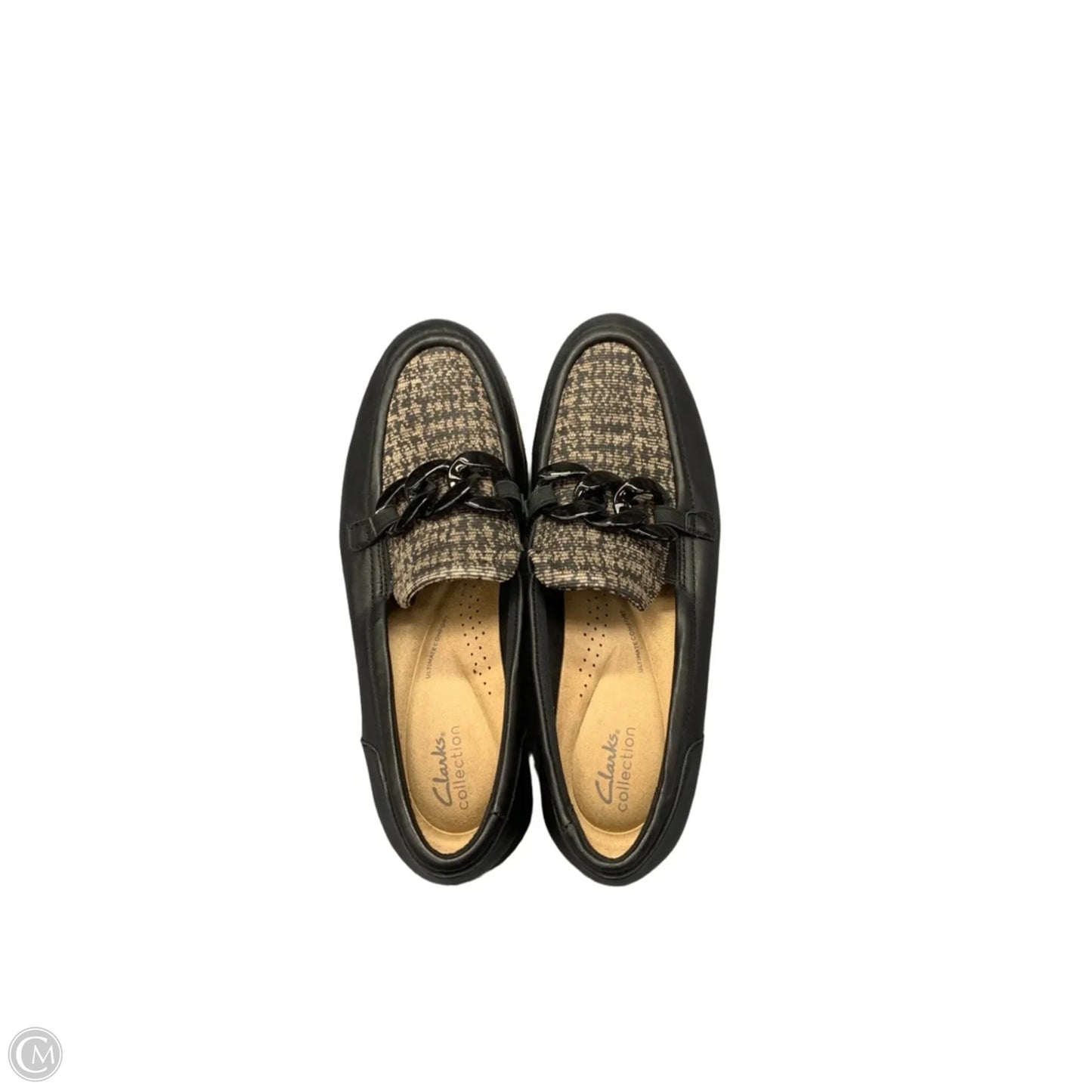 Shoes Flats By Clarks In Black & Brown, Size: 12