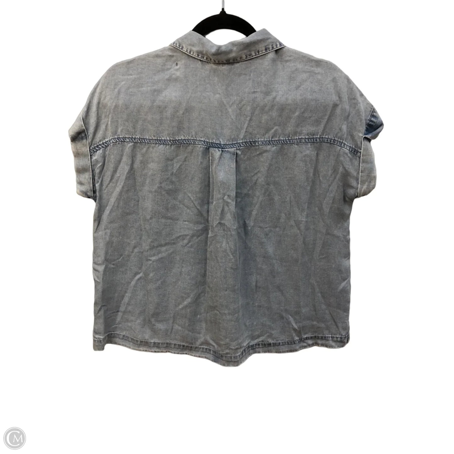 Blouse Short Sleeve By Jane And Delancey In Blue Denim, Size: Xs