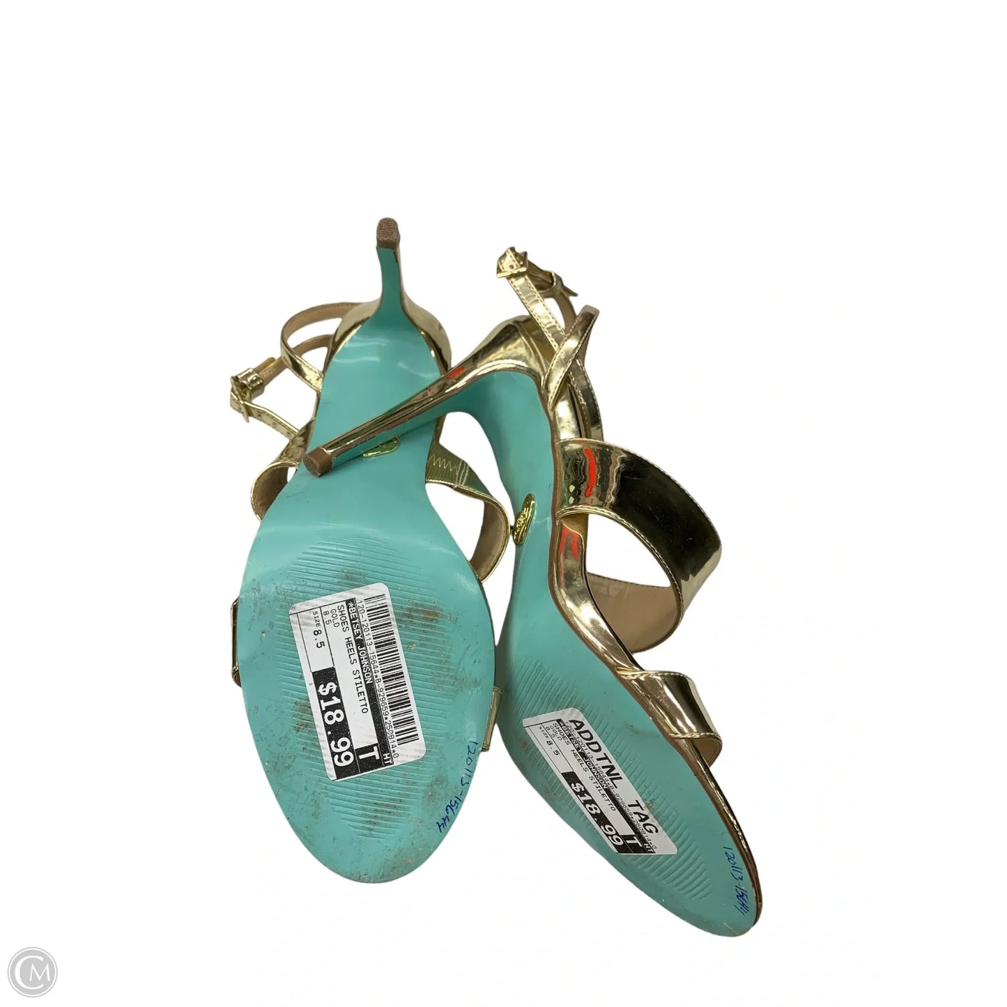 Shoes Heels Stiletto By Betsey Johnson In Gold, Size: 8.5