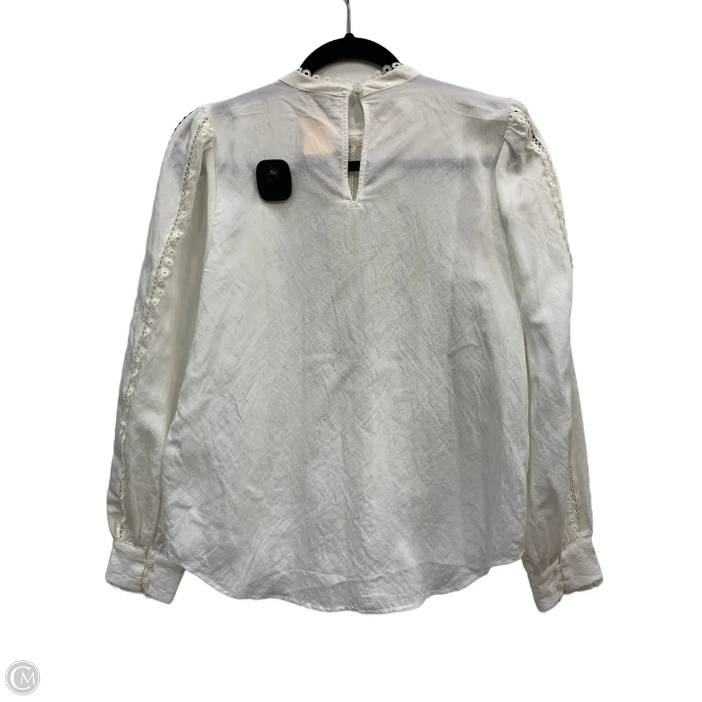 Blouse Long Sleeve By Ann Taylor In White, Size: S