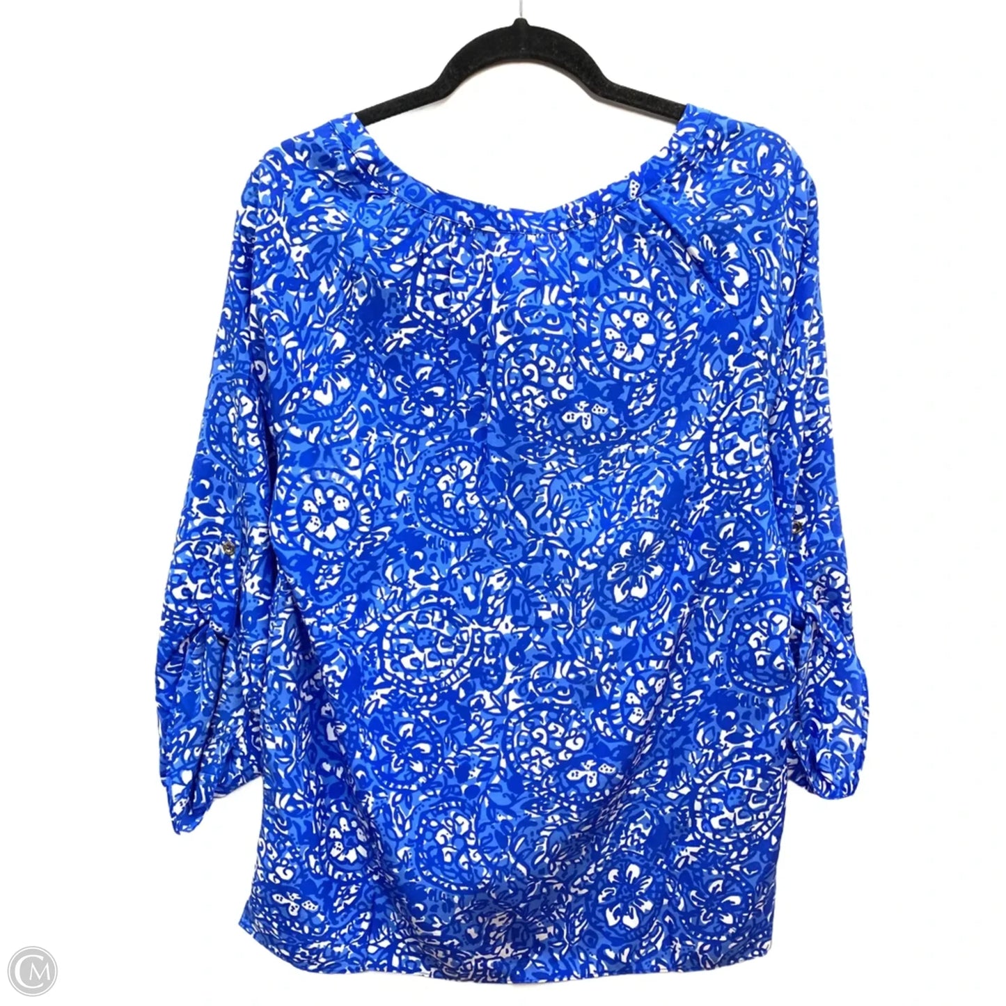 Blouse Designer By Lilly Pulitzer In Blue & White, Size: M