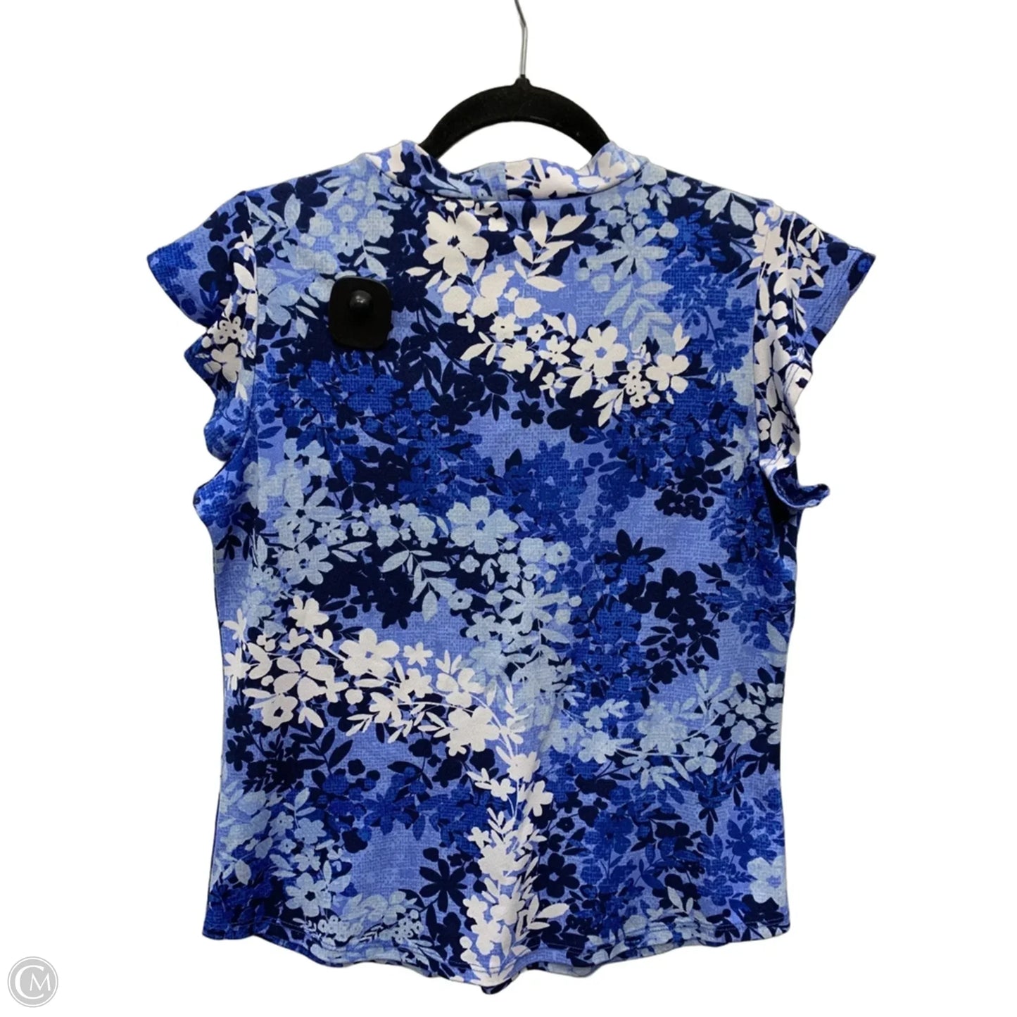 Blouse Short Sleeve By Adrienne Vittadini In Blue, Size: S