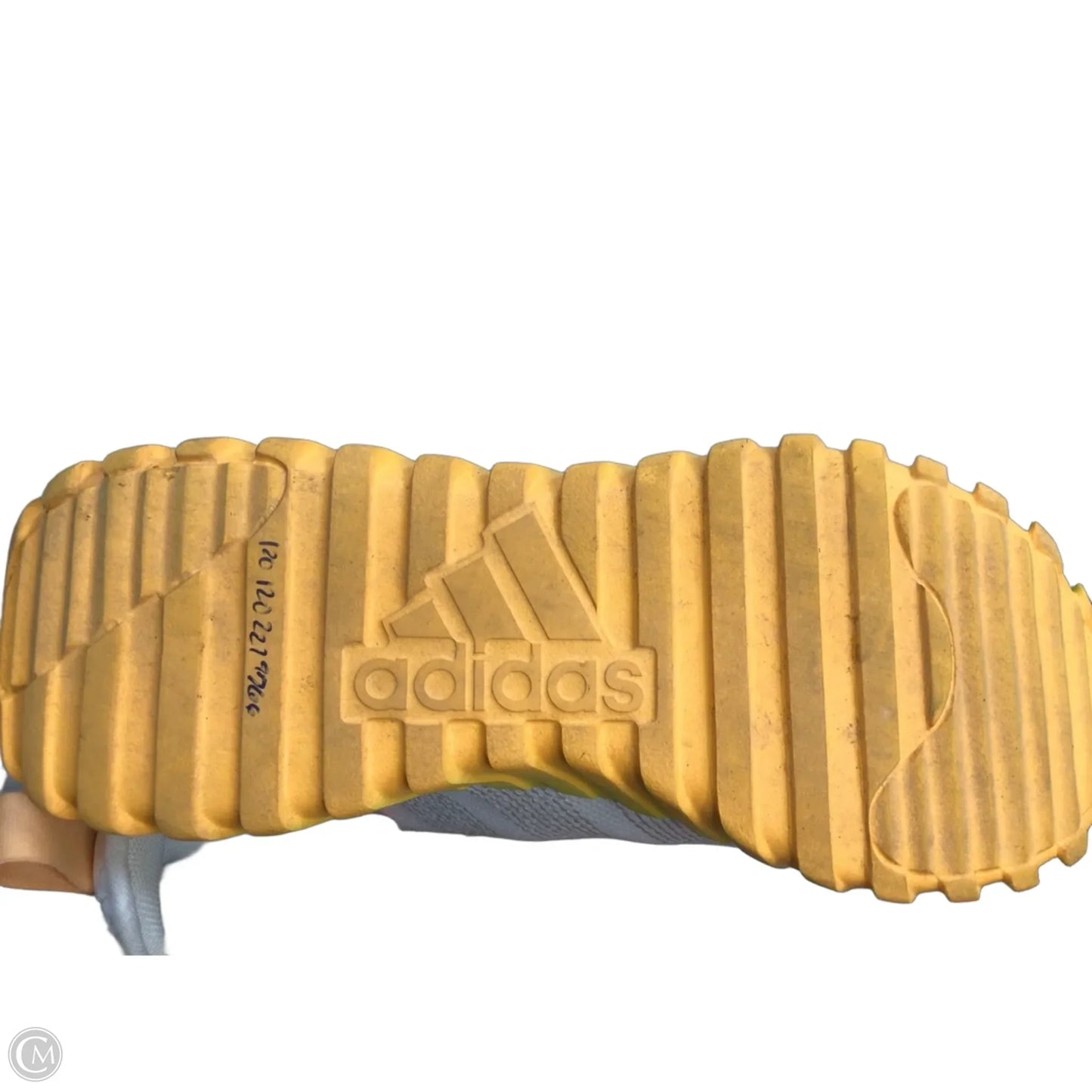 Shoes Athletic By Adidas In White & Yellow, Size: 6