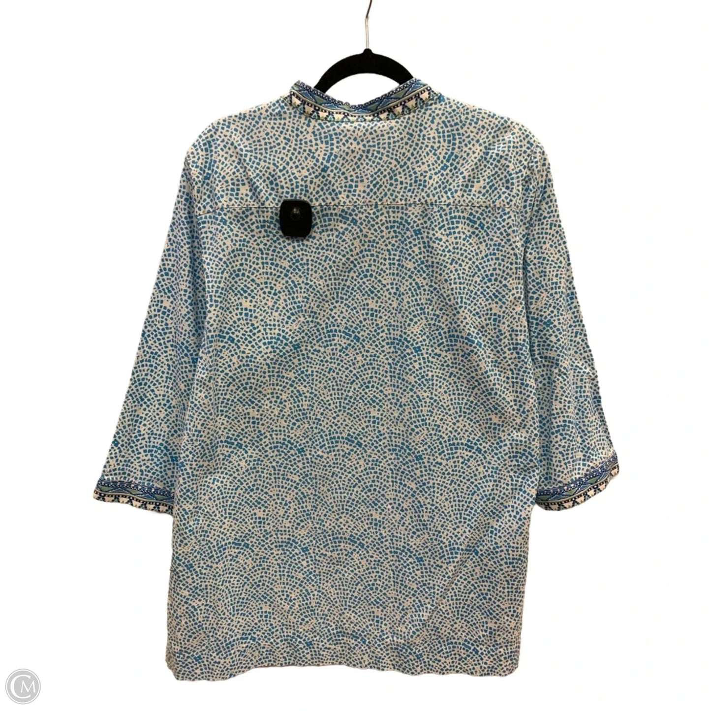 Blouse Long Sleeve By Foxcroft In Blue & Green, Size: 2x