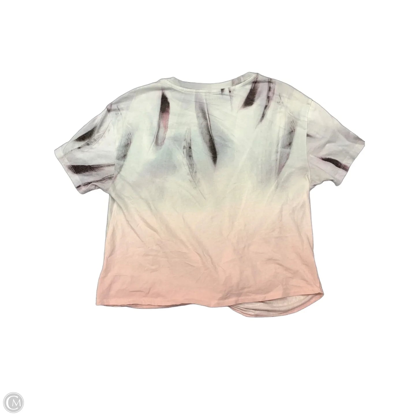 Top Short Sleeve Designer By All Saints In Pink & White, Size: M