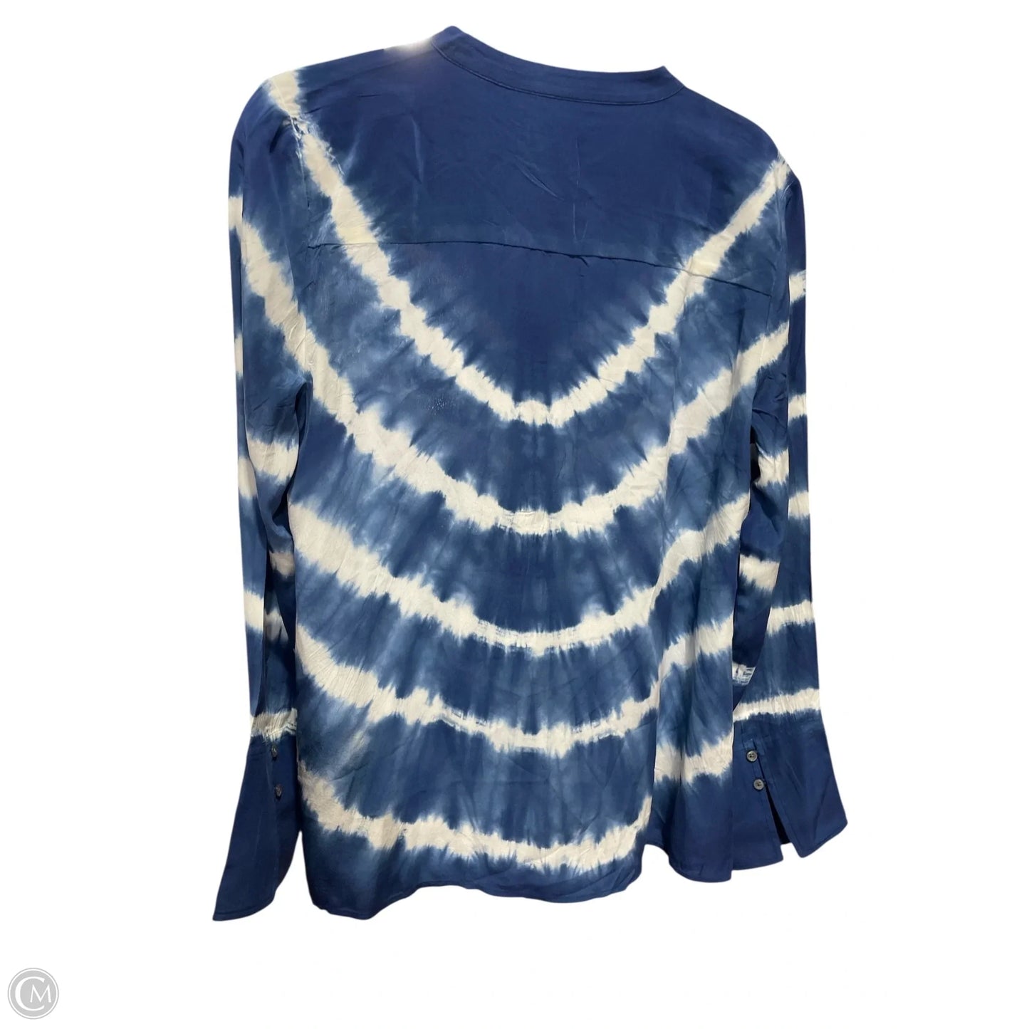 Blouse Long Sleeve By J. Crew In Blue & White, Size: M