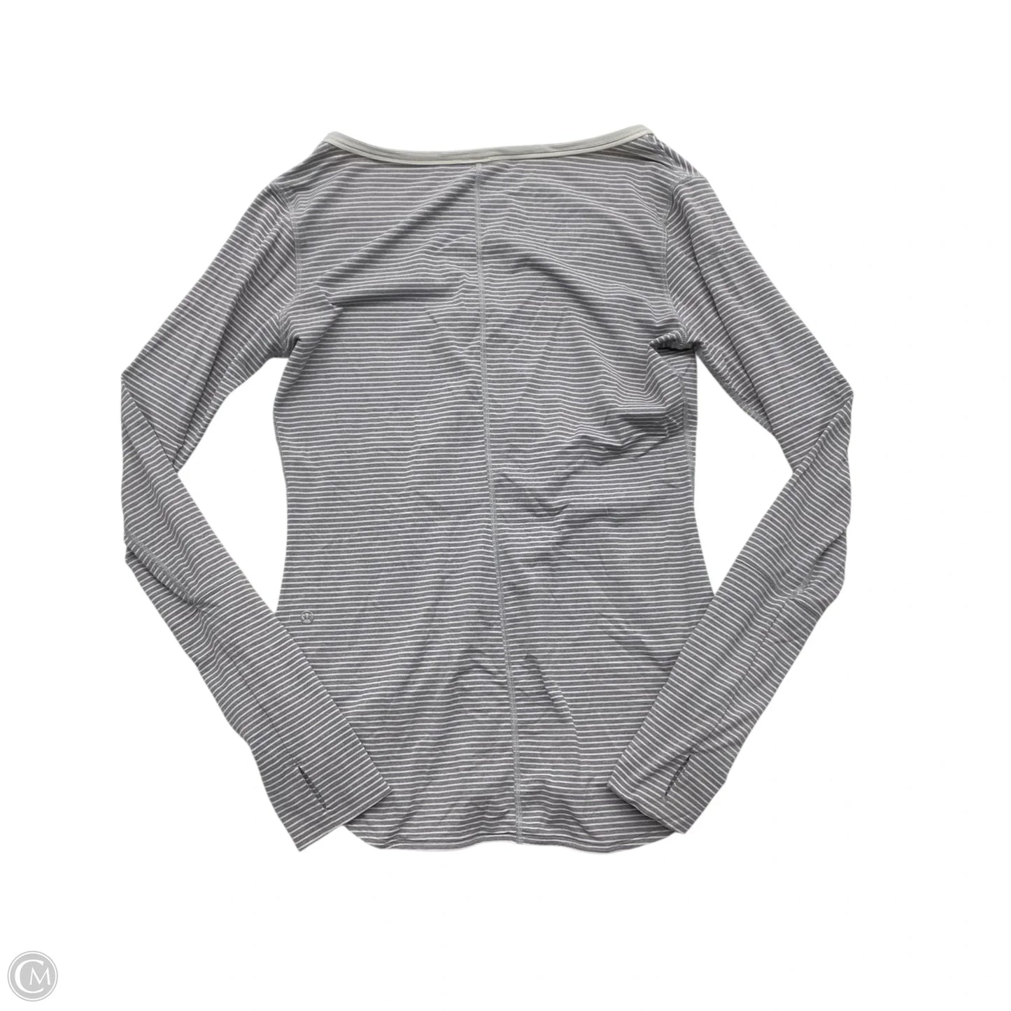 Athletic Top Long Sleeve Collar By Lululemon In Striped Pattern, Size: M