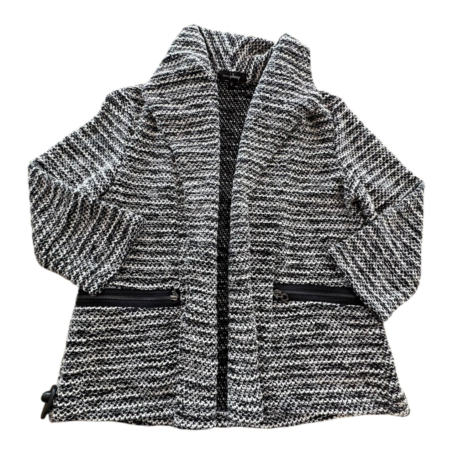 Designer Blazer By Cmc In Black & White, Size: S