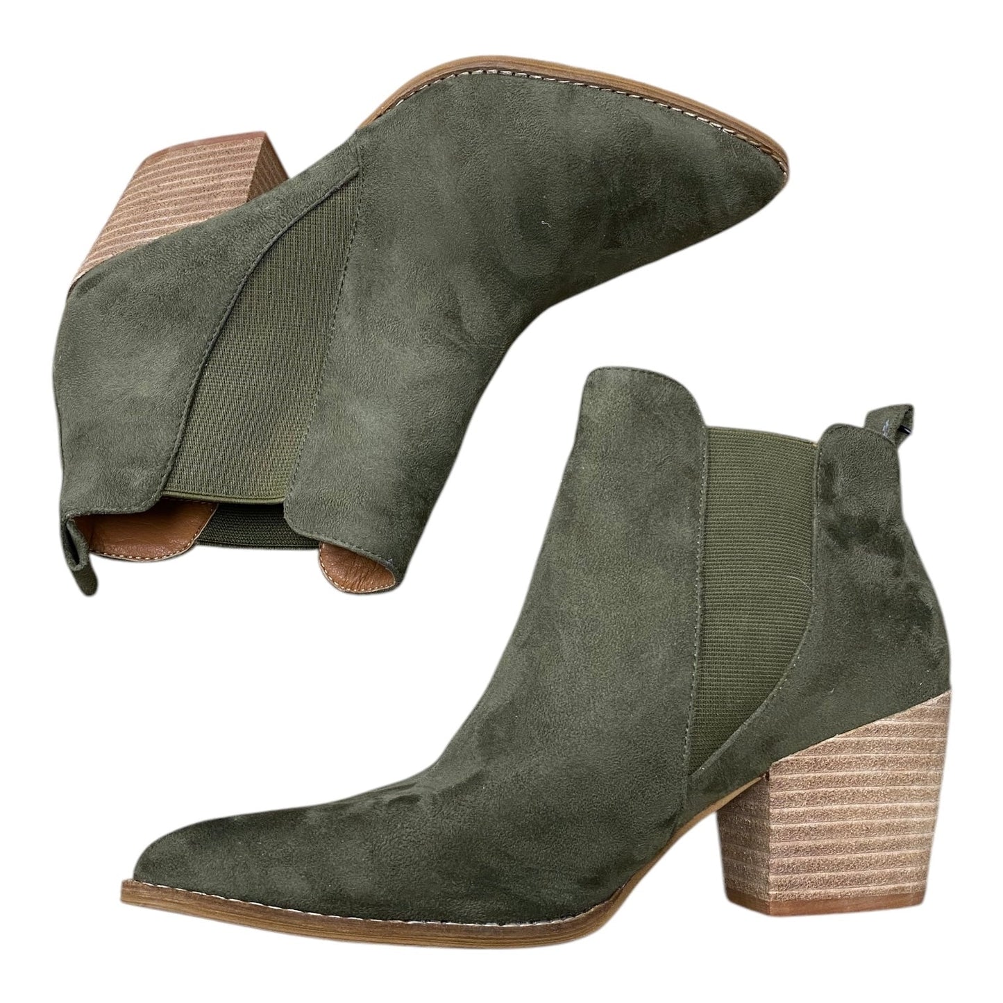 Boots Ankle Heels By Beast Fashion In Green, Size: 10