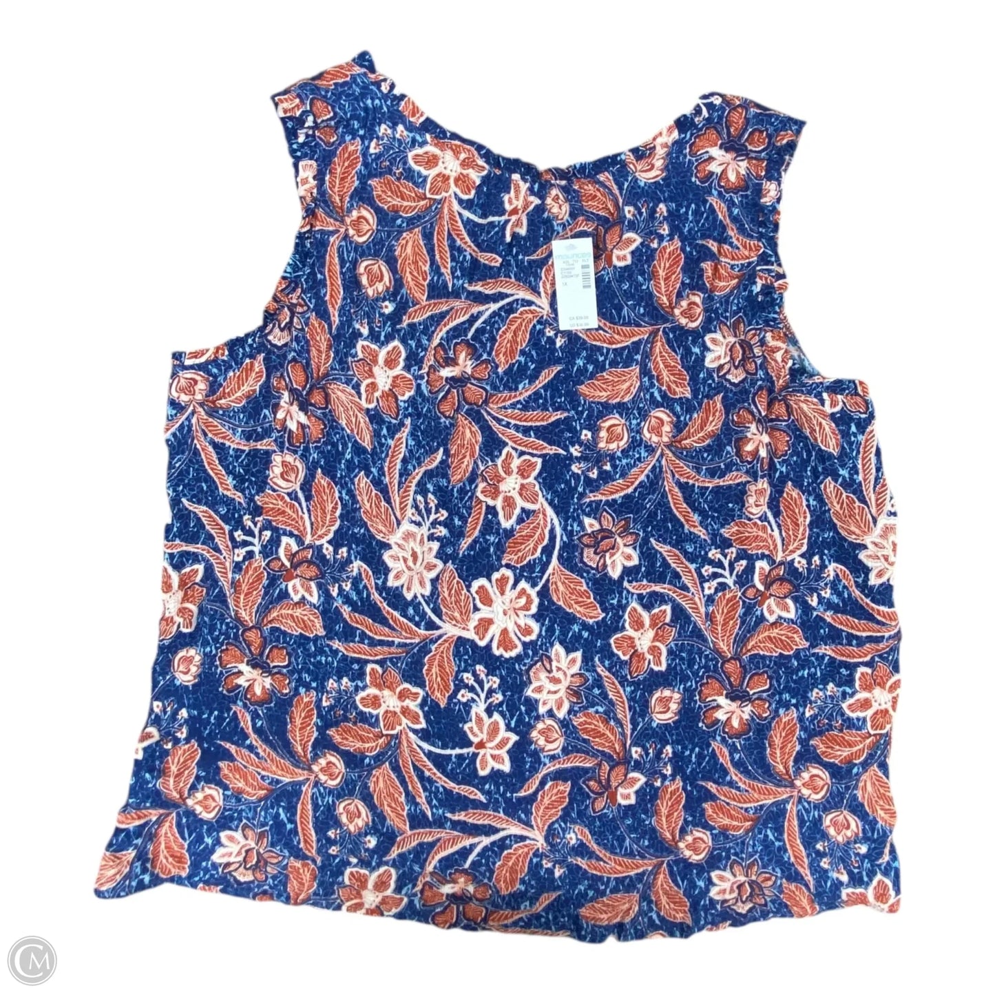 Top Sleeveless By Maurices In Blue & Red, Size: 1x