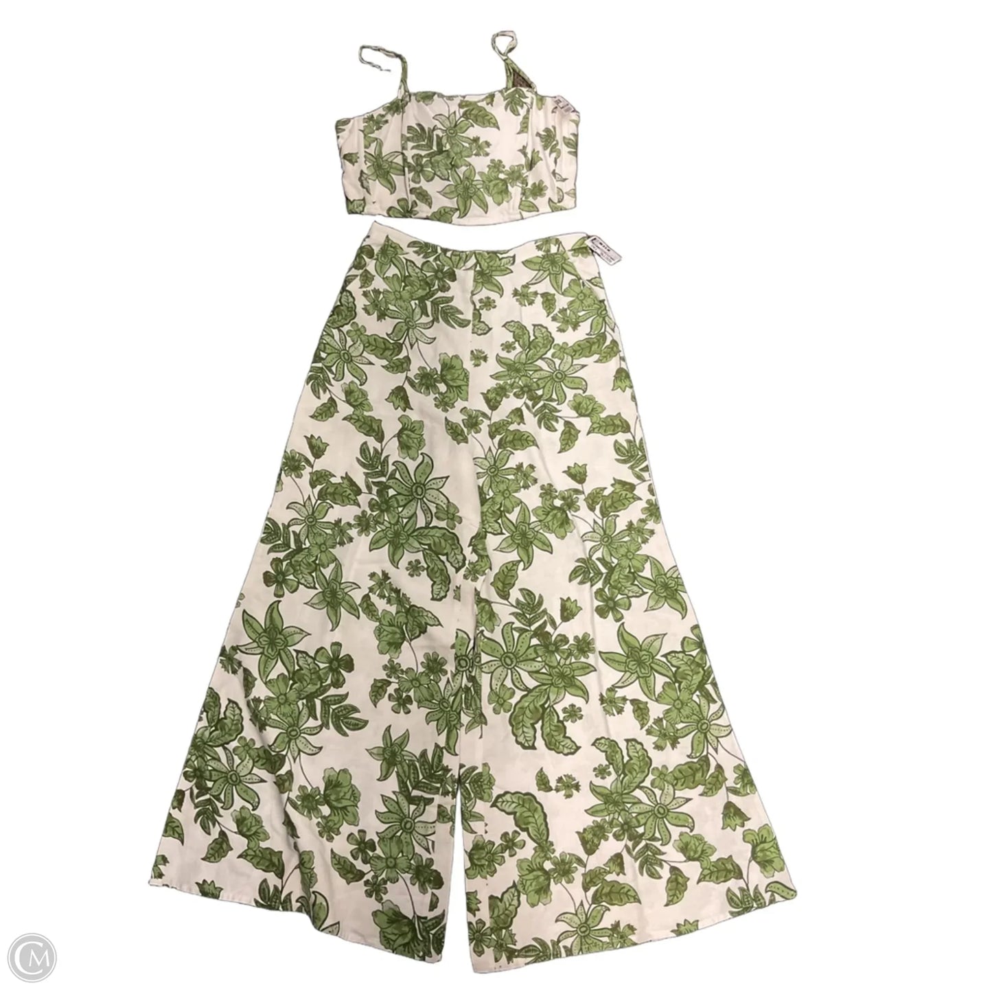 Top 2pc Sleeveless By Clothes Mentor In Green & White, Size: L