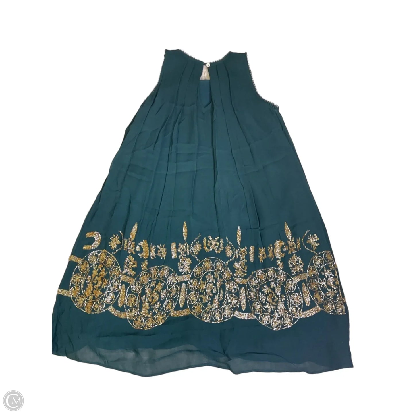 Dress Casual Short By Anthropologie In Gold & Green, Size: 0
