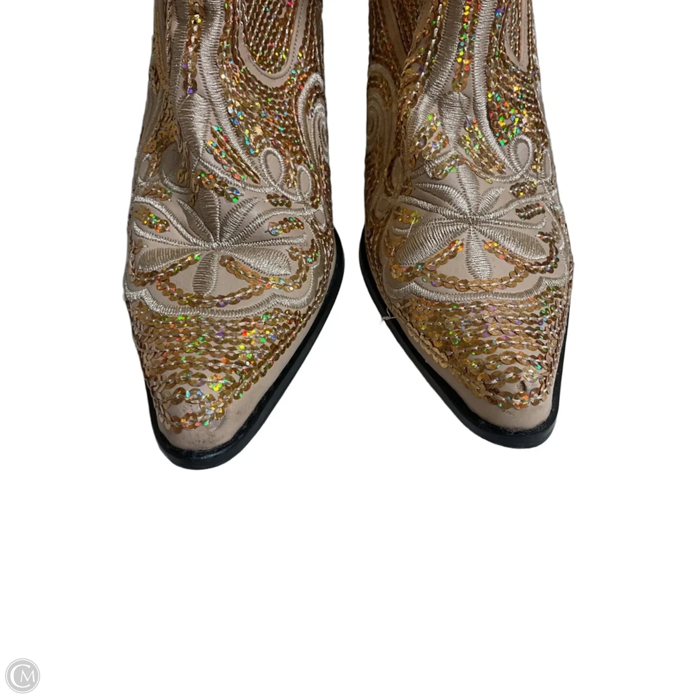 Boots Mid-calf Heels By Cmc In Gold, Size: 7