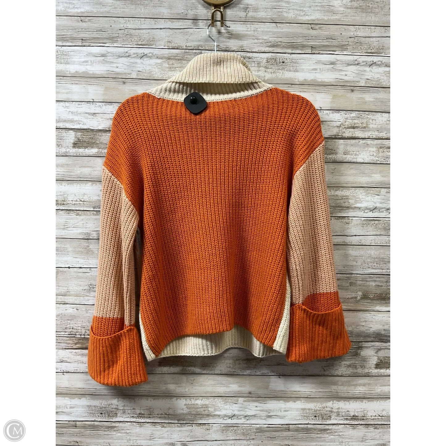 Sweater By Clothes Mentor In Cream & Orange, Size: S