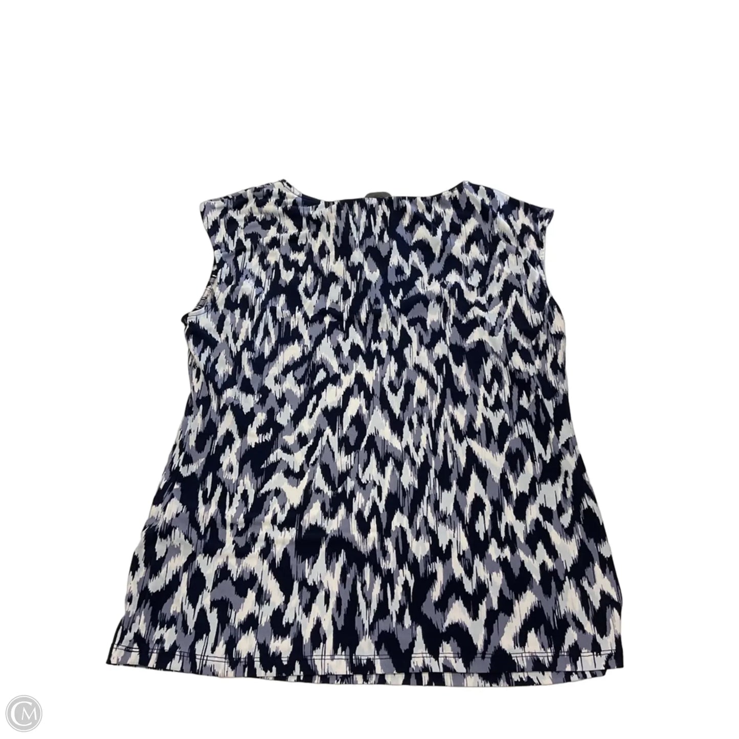 Top Sleeveless By Calvin Klein In Blue & White, Size: L