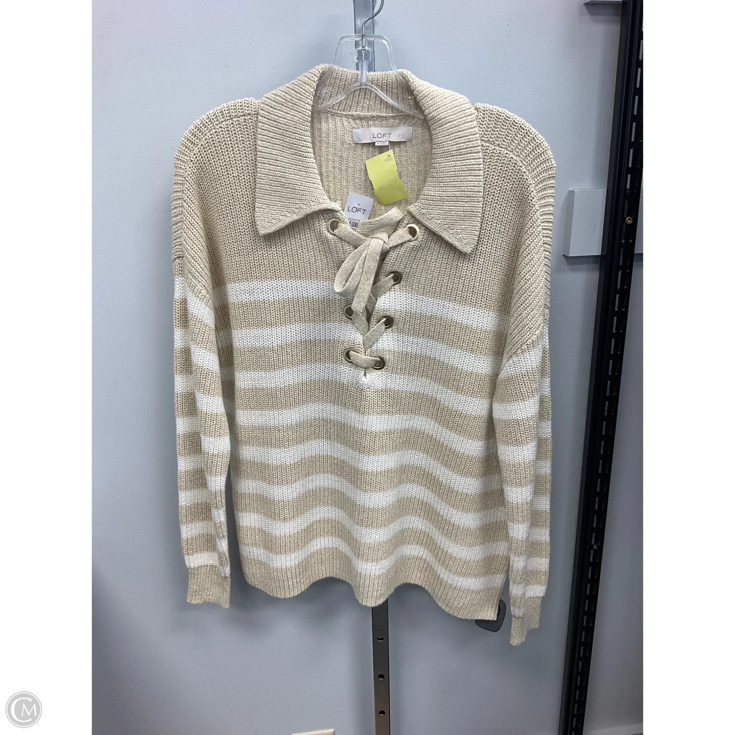 Sweater By Loft In Cream & Tan, Size: M