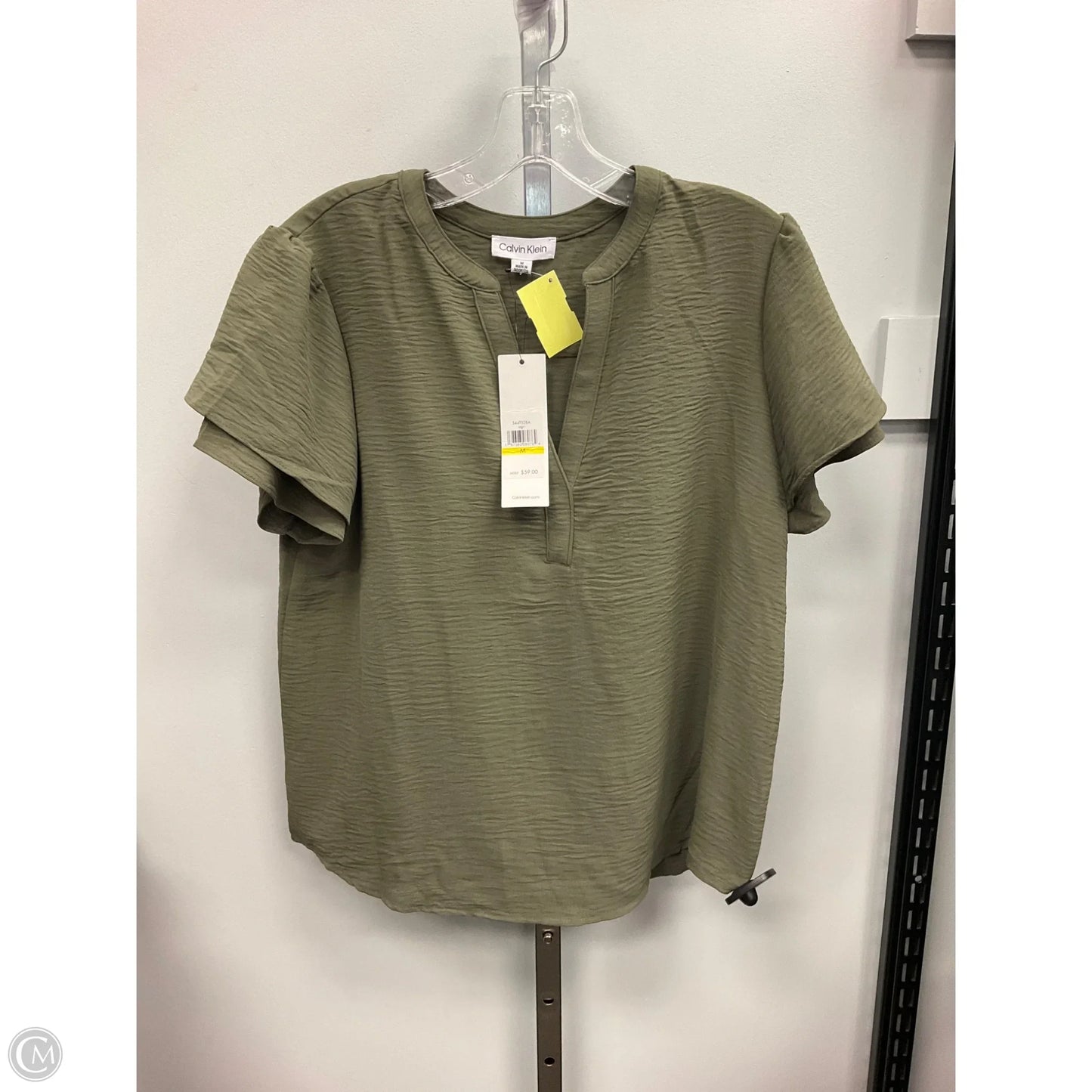 Top Short Sleeve By Calvin Klein In Green, Size: M