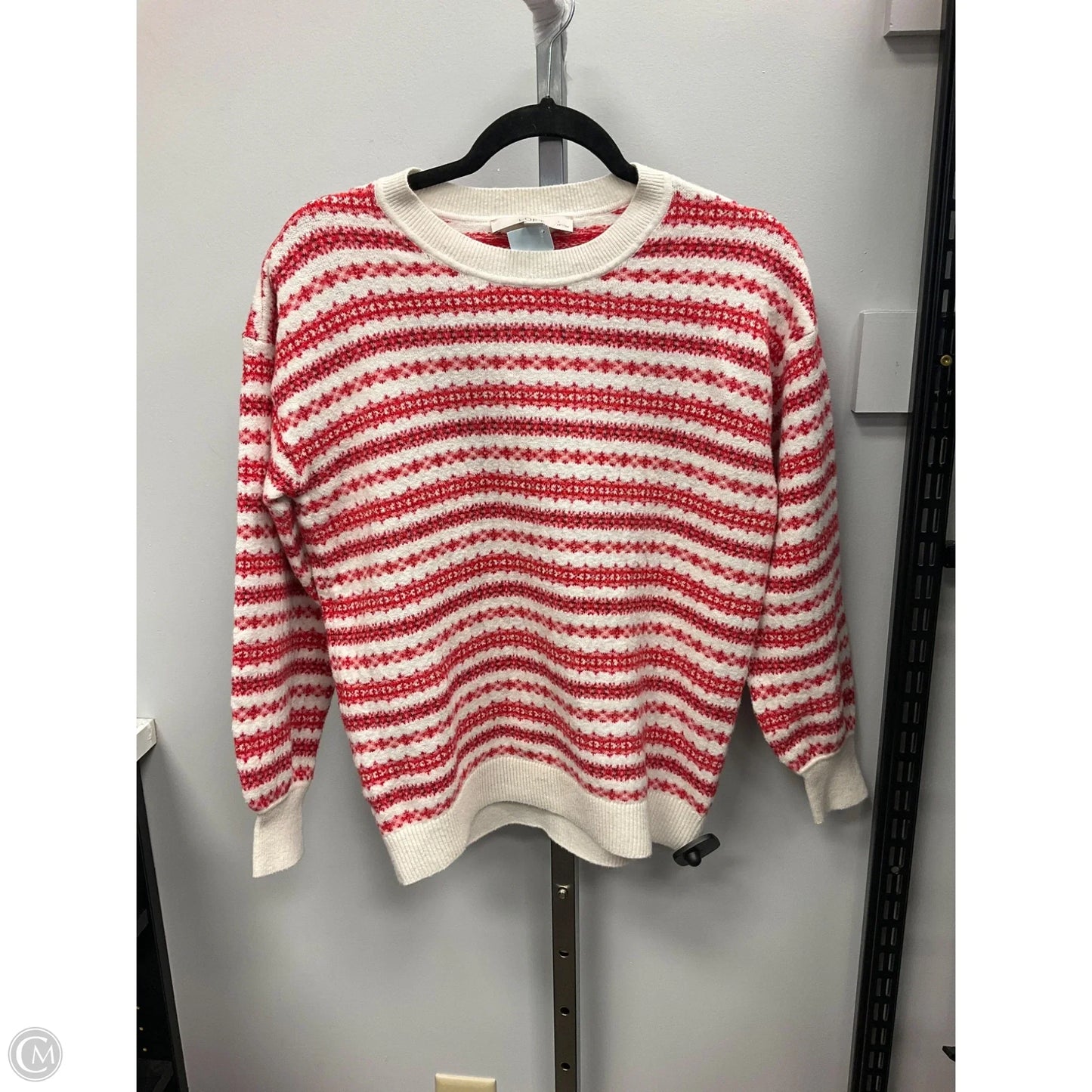 Sweater By Loft In Cream & Red, Size: Mp
