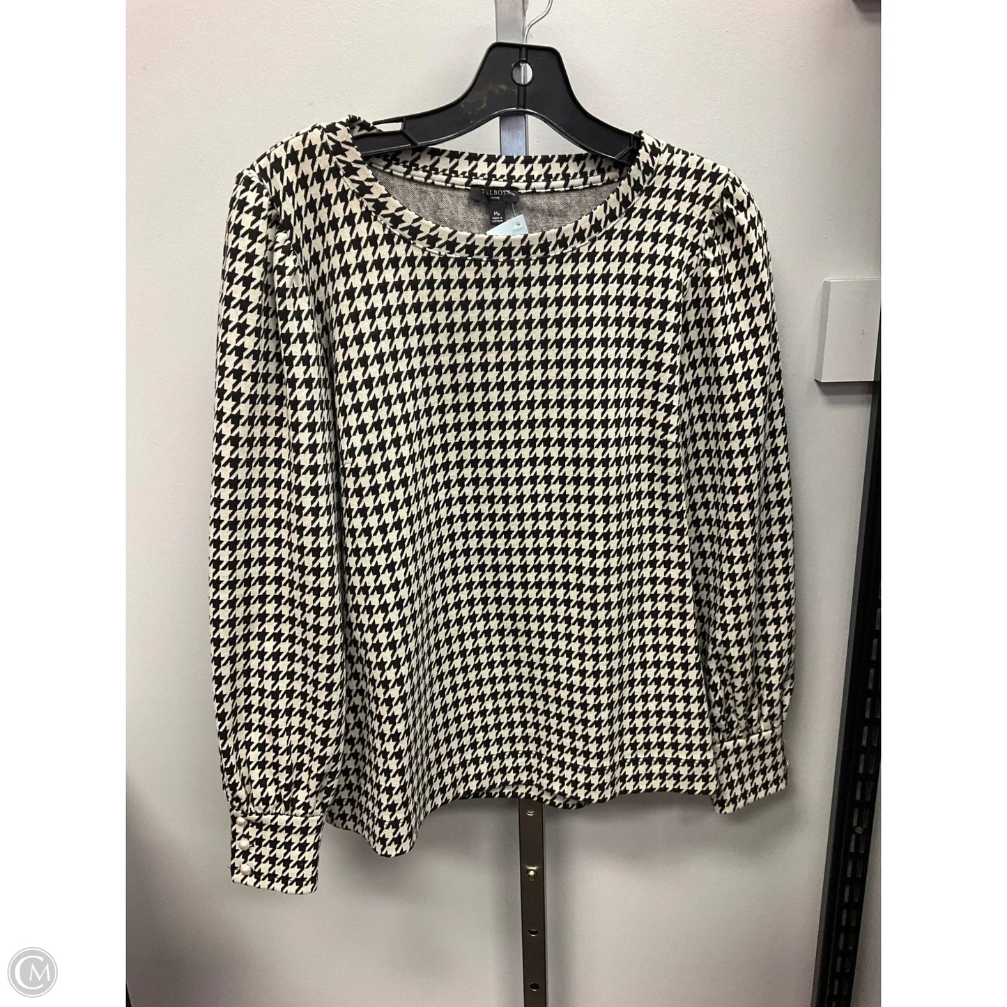 Top Long Sleeve By Talbots In Black & Cream, Size: Mp