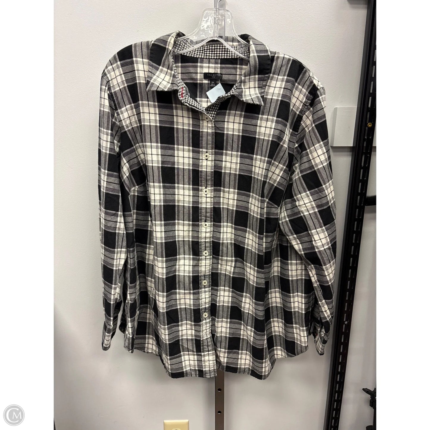 Top Long Sleeve By Talbots In Black & Cream, Size: 2x