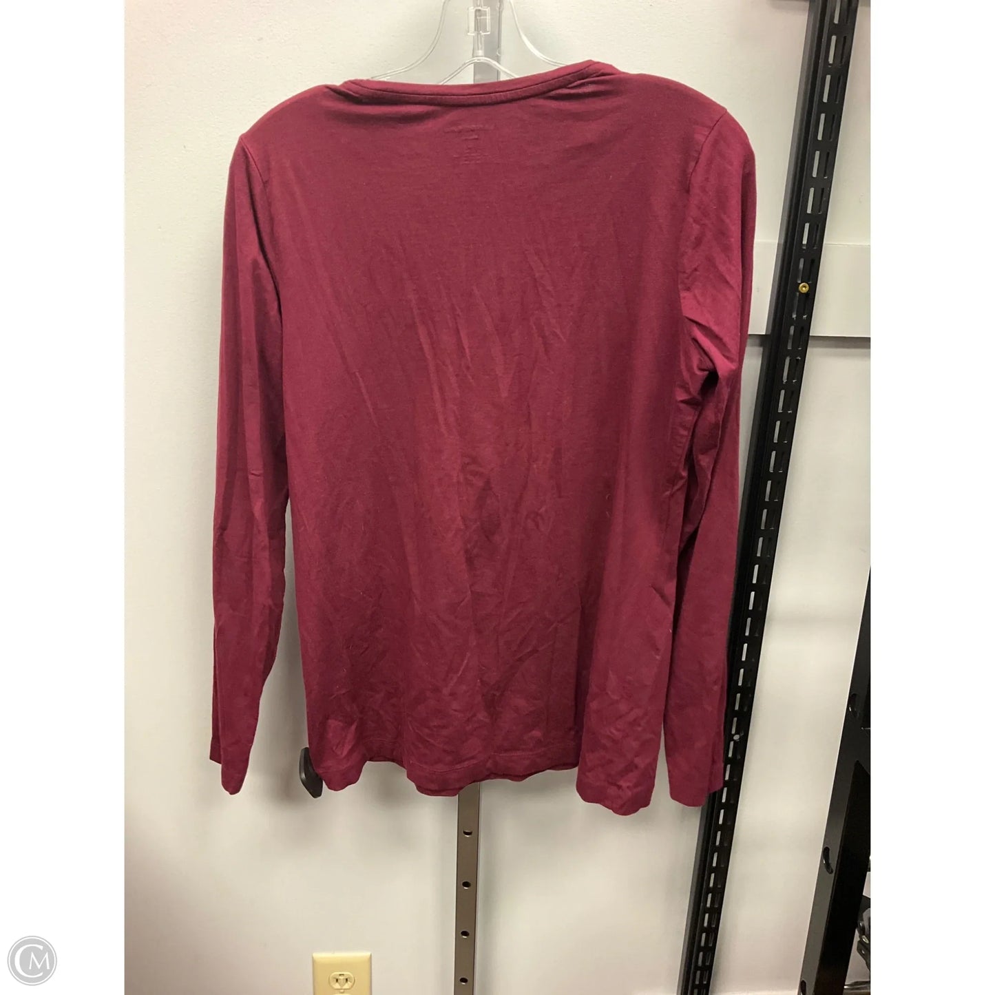 Top Long Sleeve Basic By Lands End In Maroon, Size: M