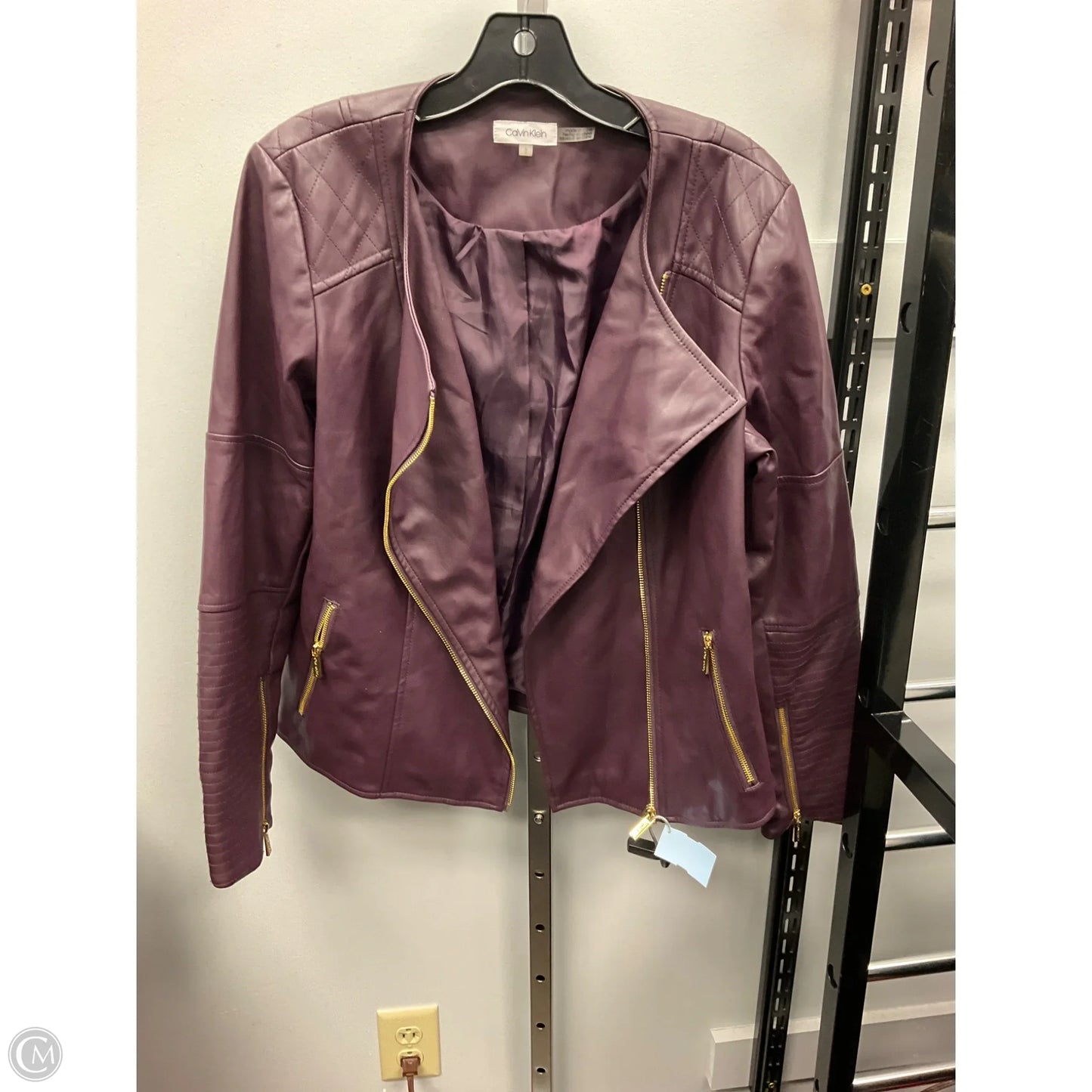 Jacket Moto By Calvin Klein In Purple, Size: L