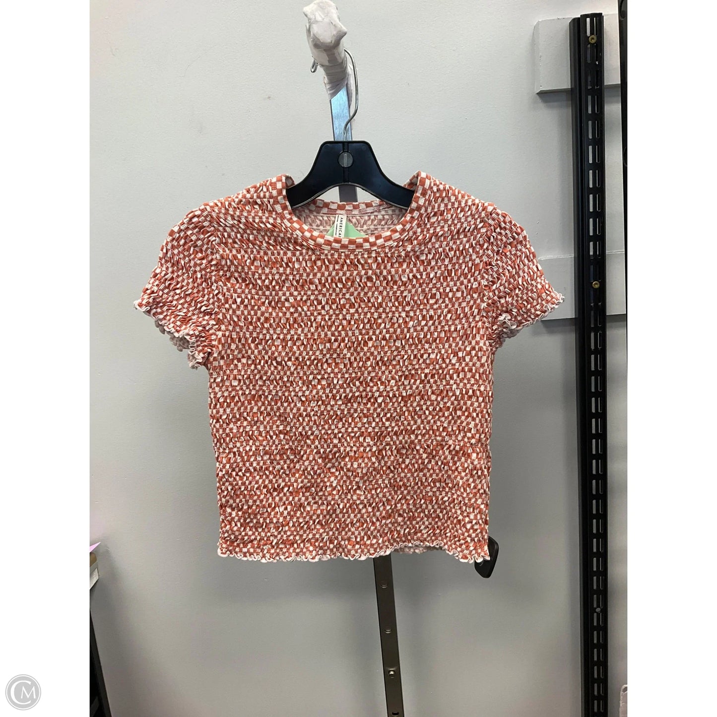 Top Short Sleeve By American Eagle In Red & White, Size: L