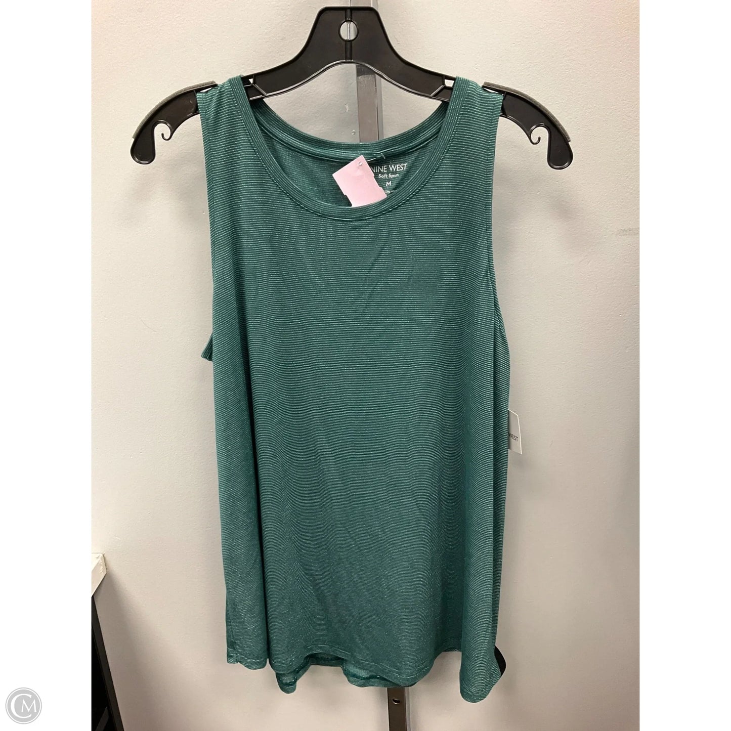 Top Sleeveless Basic By Nine West Apparel In Green & Silver, Size: M