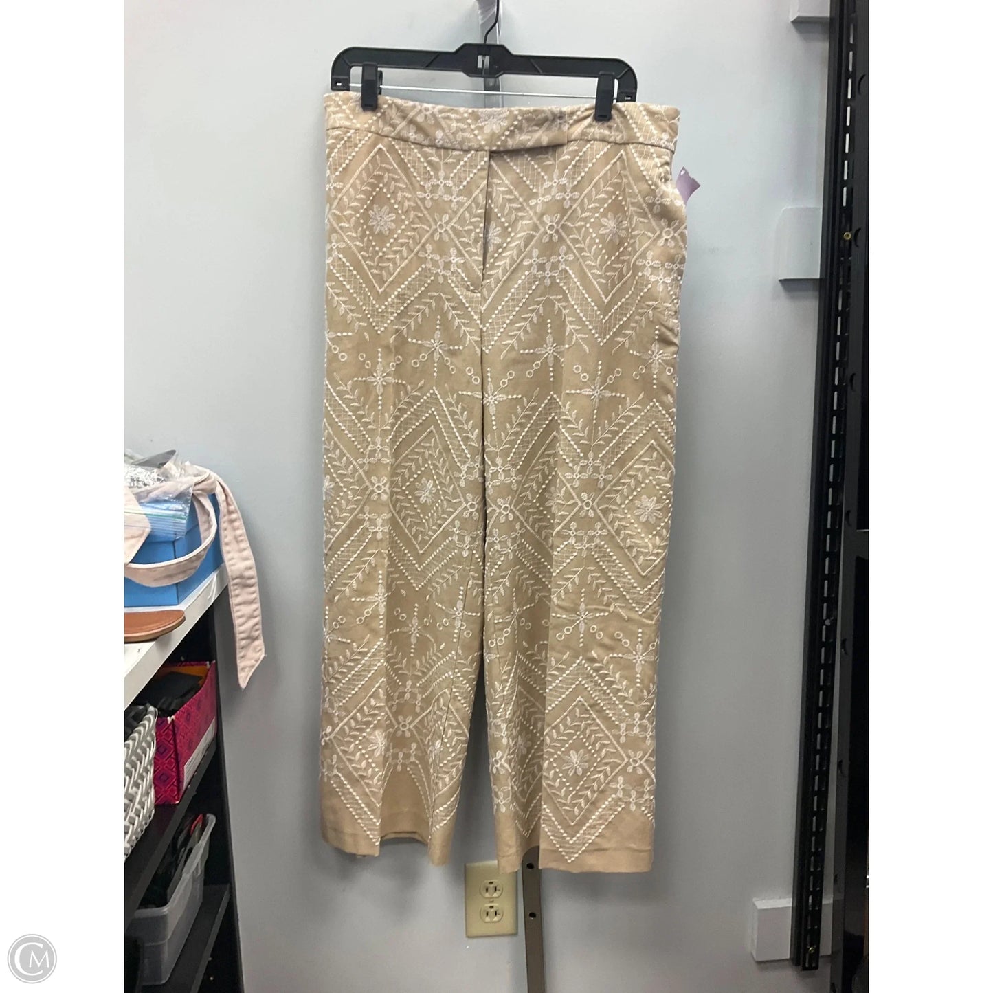 Pants Cropped By Zara In Tan & White, Size: Xl