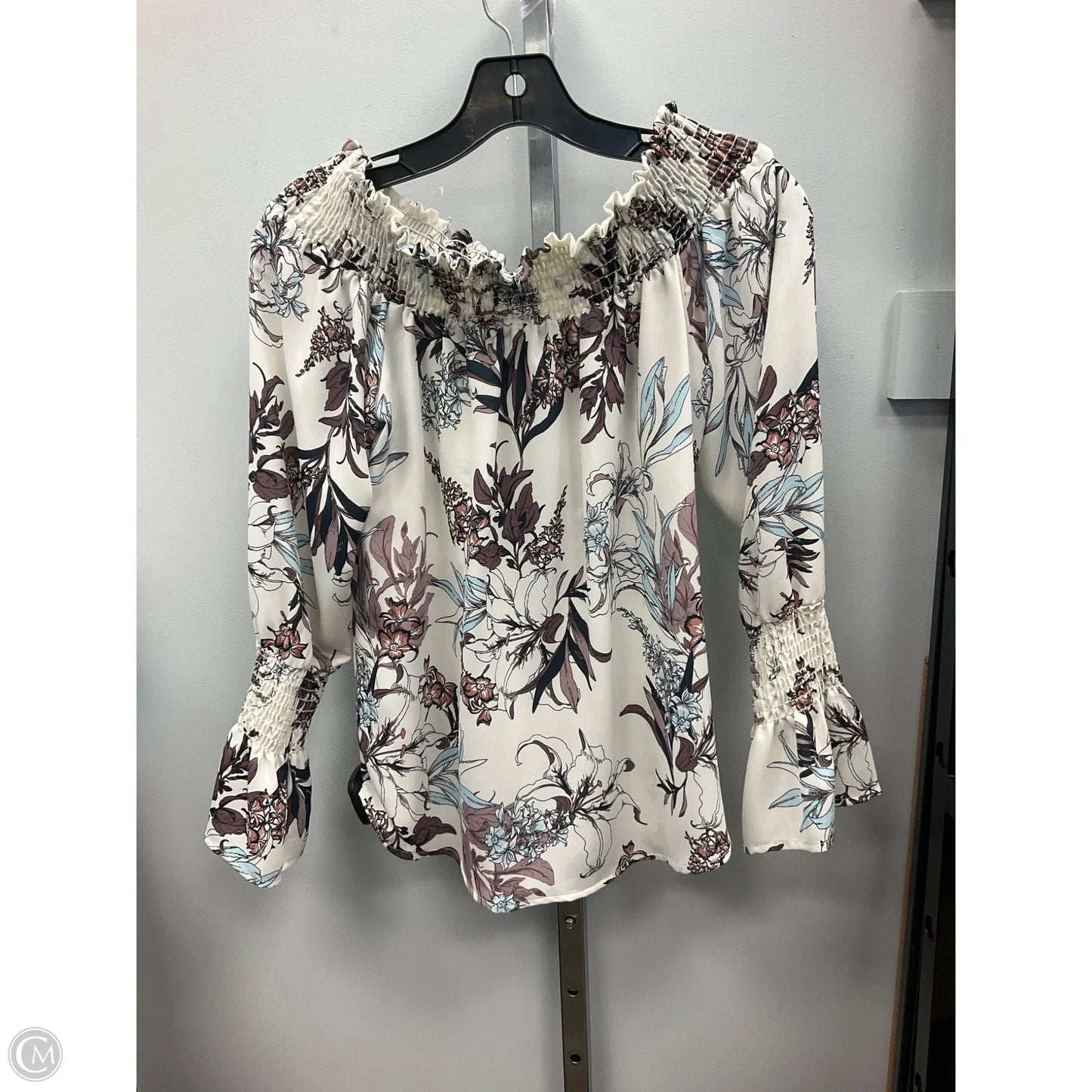 Top Long Sleeve By Veronica M In Cream & Tan, Size: S
