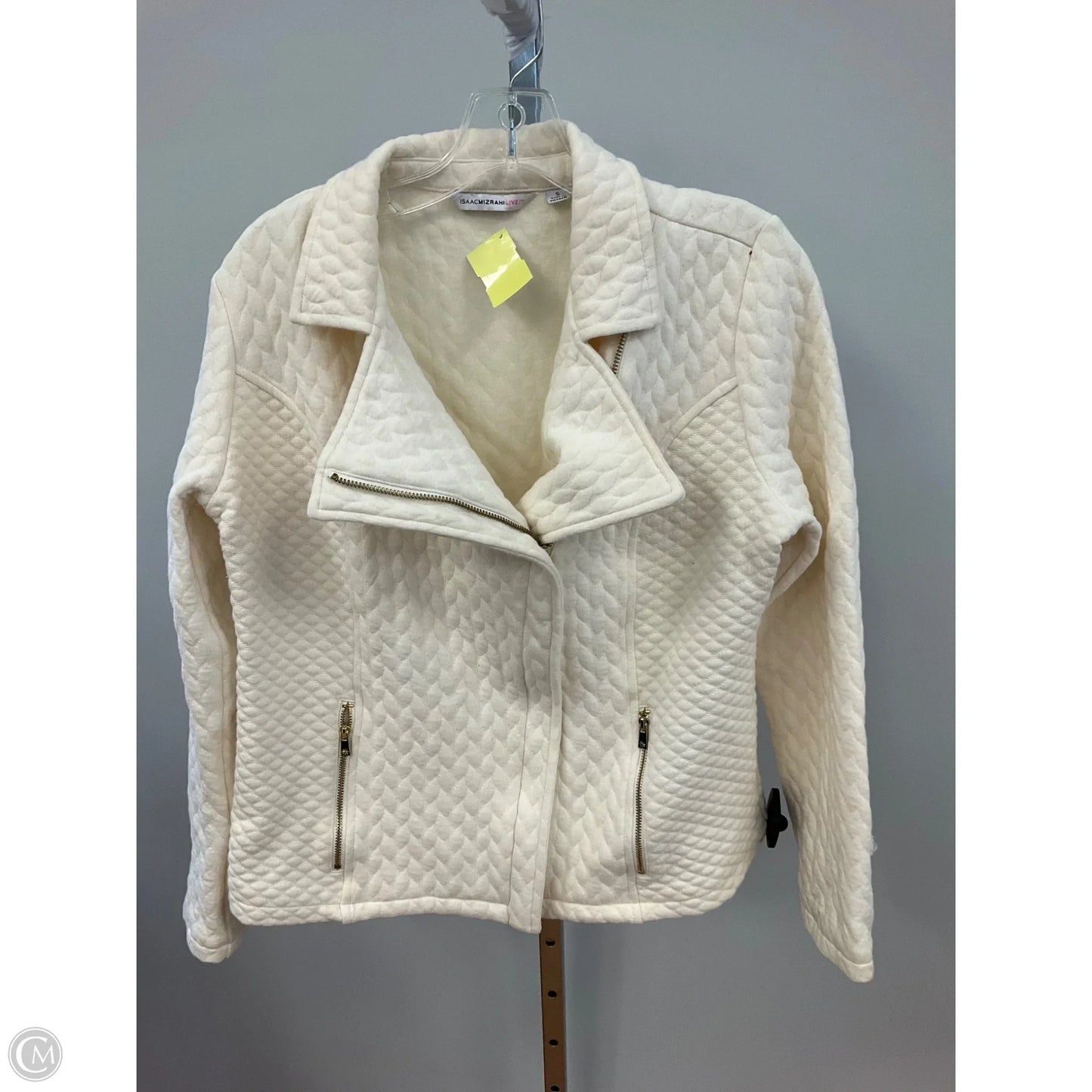 Jacket Moto By Isaac Mizrahi Live Qvc In Cream, Size: S