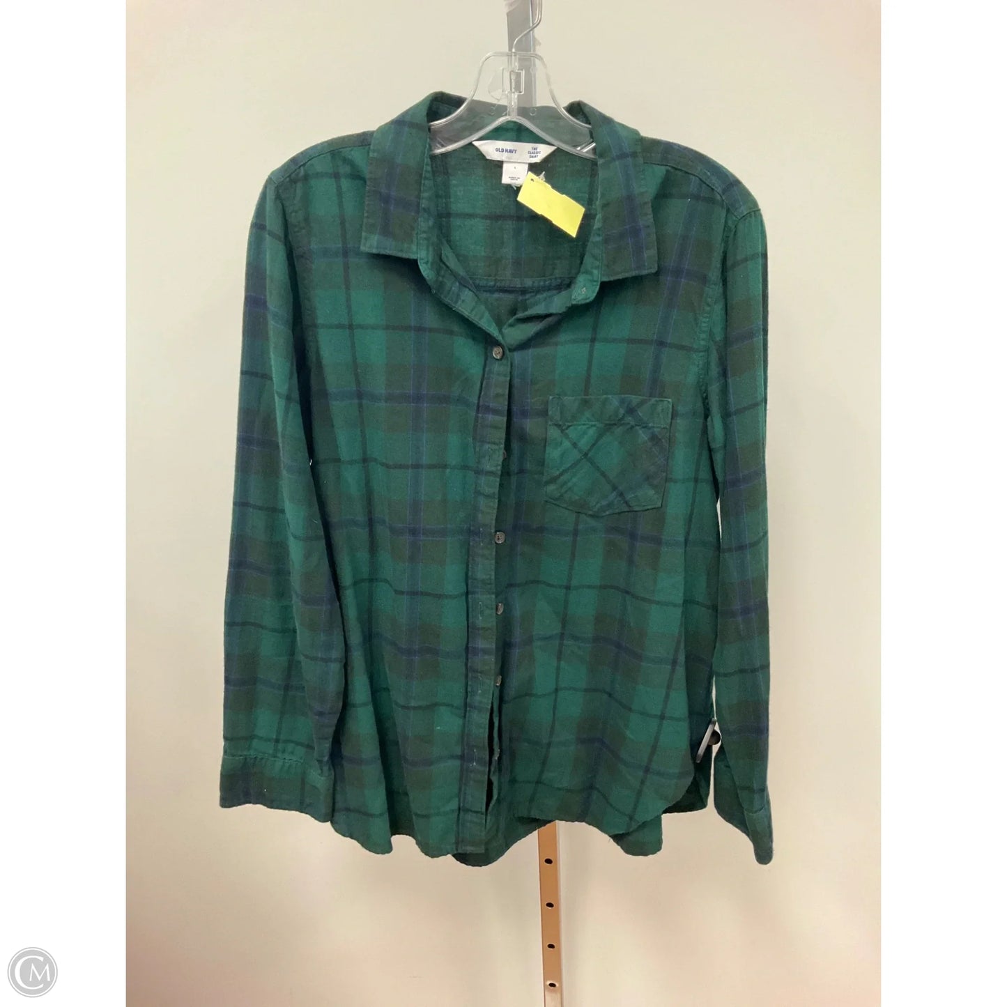 Top Long Sleeve By Old Navy In Plaid Pattern, Size: L