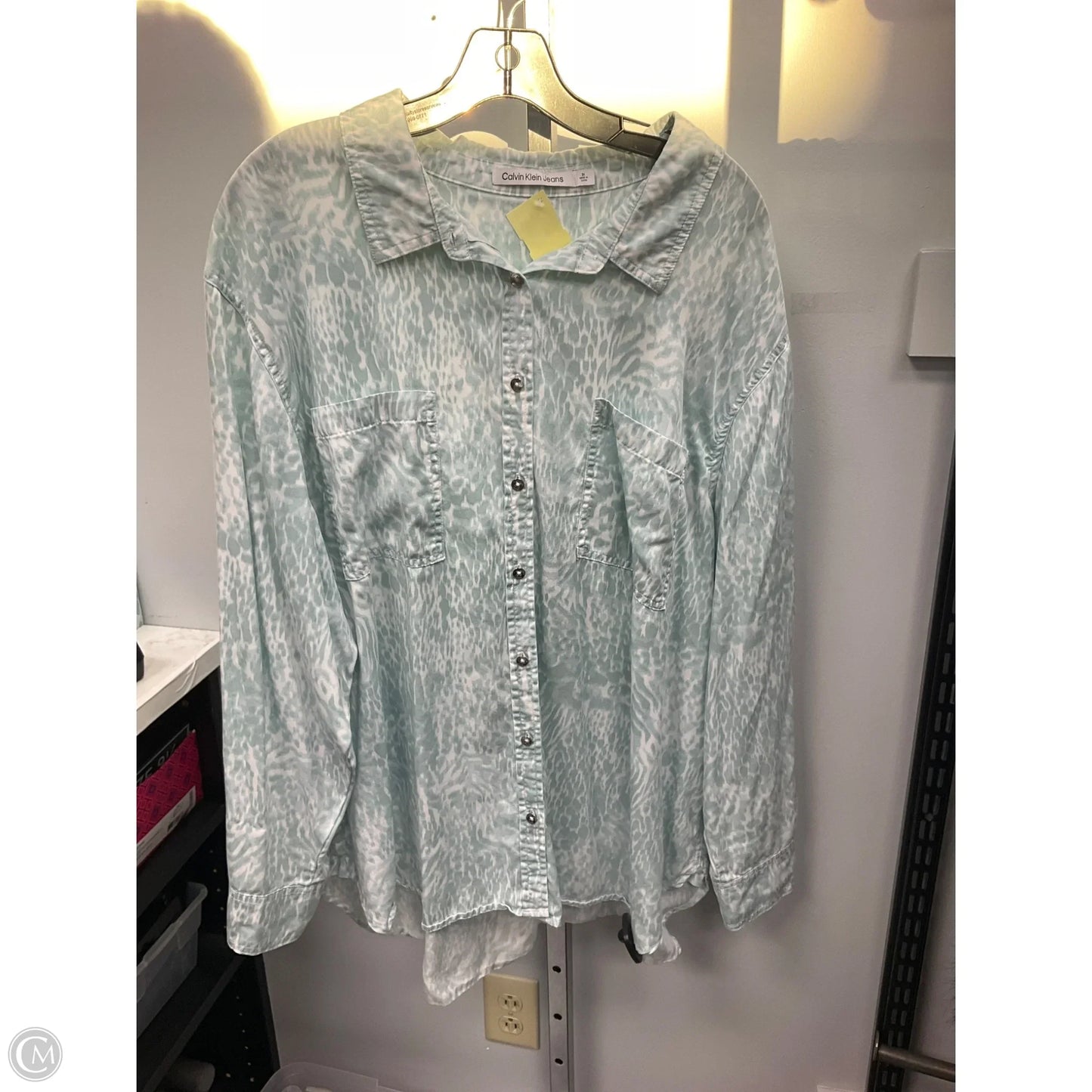Top Long Sleeve By Calvin Klein In Aqua, Size: 3x