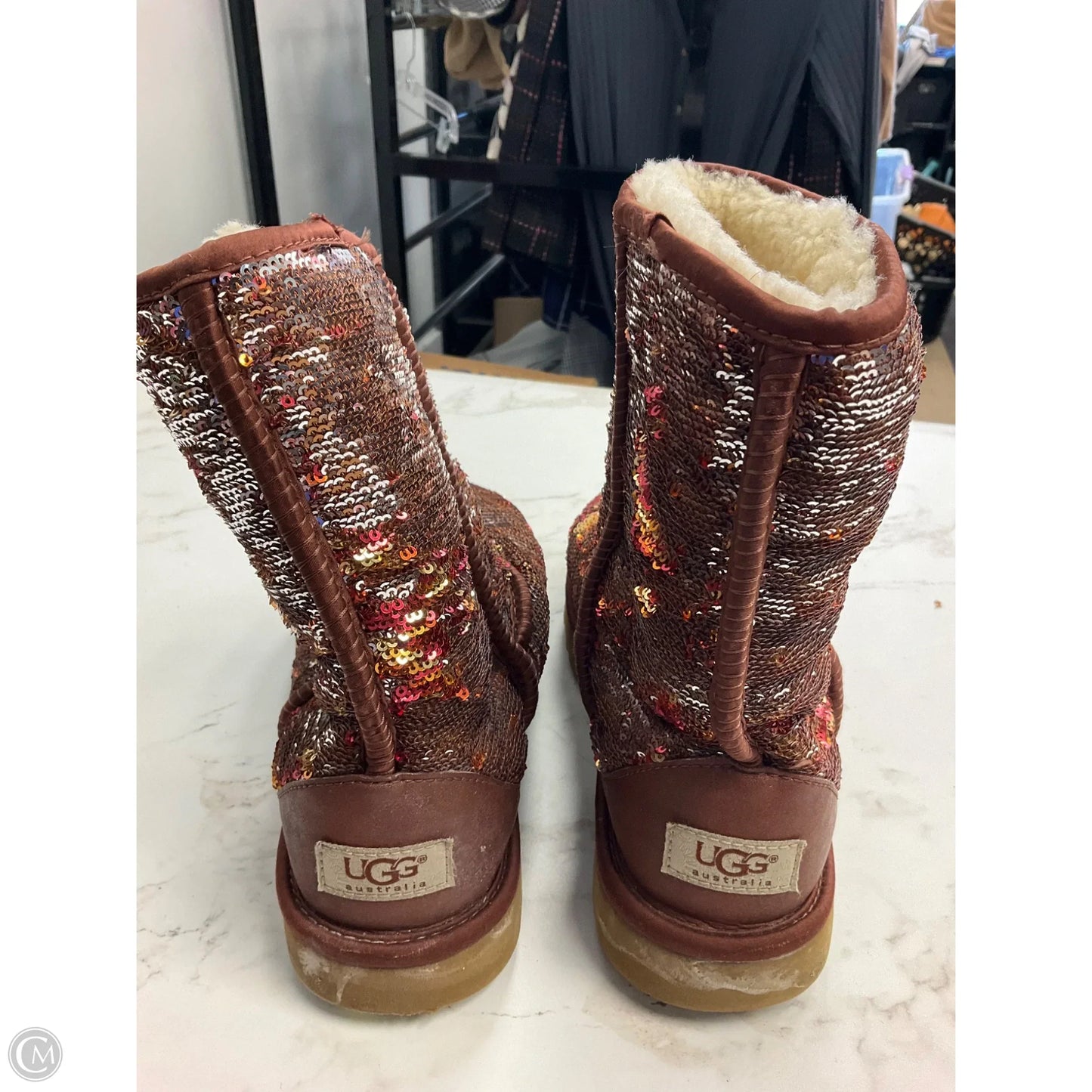 Boots Designer By Ugg In Brown, Size: 8