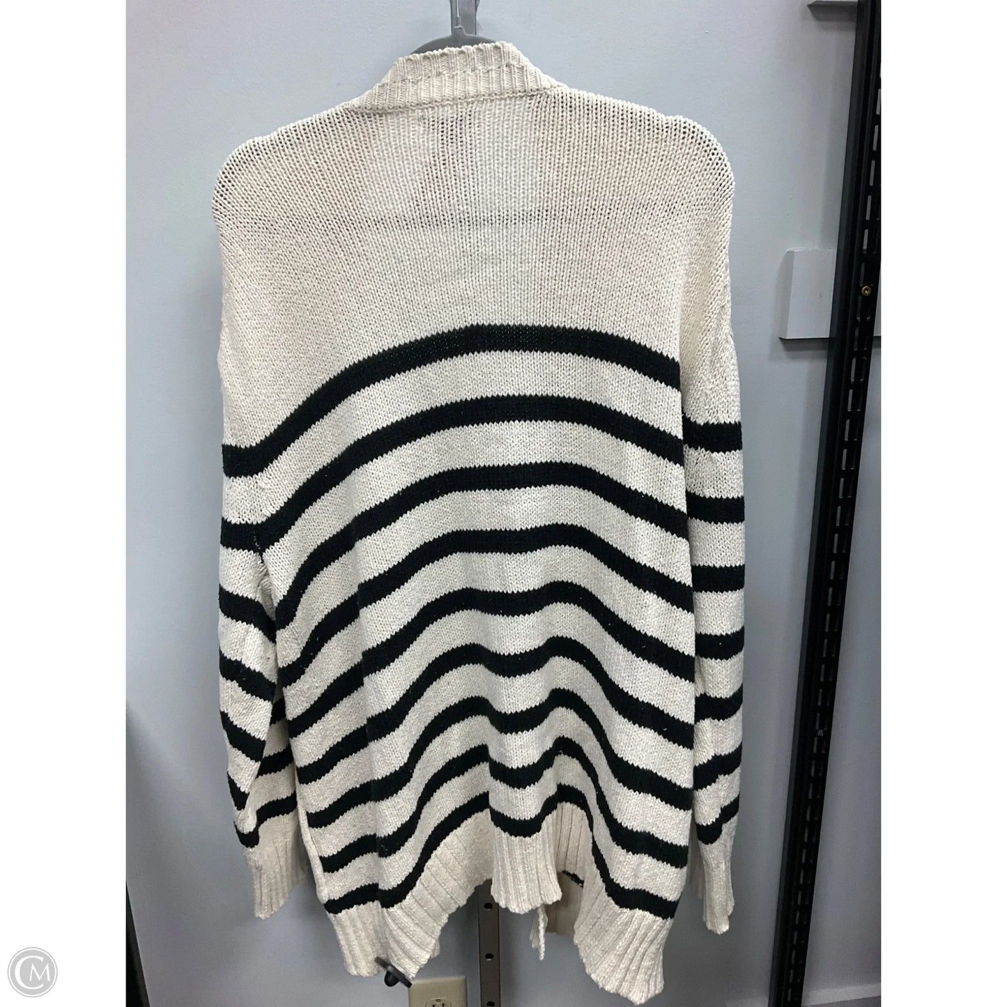 Sweater Cardigan By American Eagle In Black & Cream, Size: L