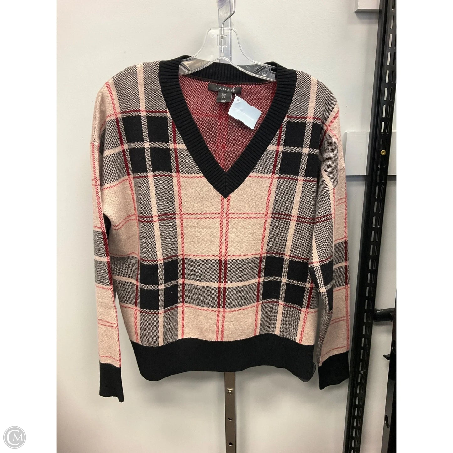 Sweater By Tahari In Plaid Pattern, Size: M