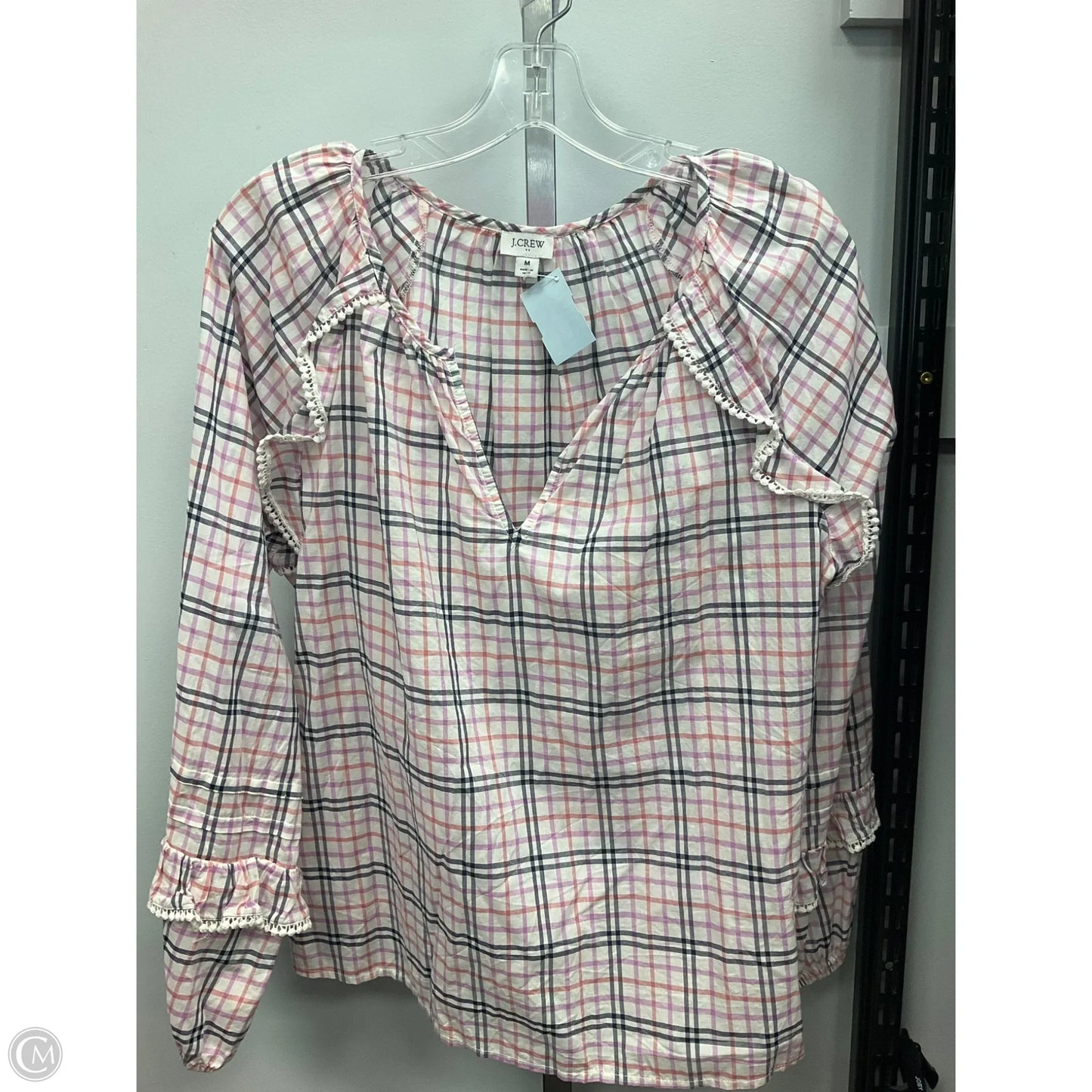 Top Long Sleeve By J. Crew In Checkered Pattern, Size: M