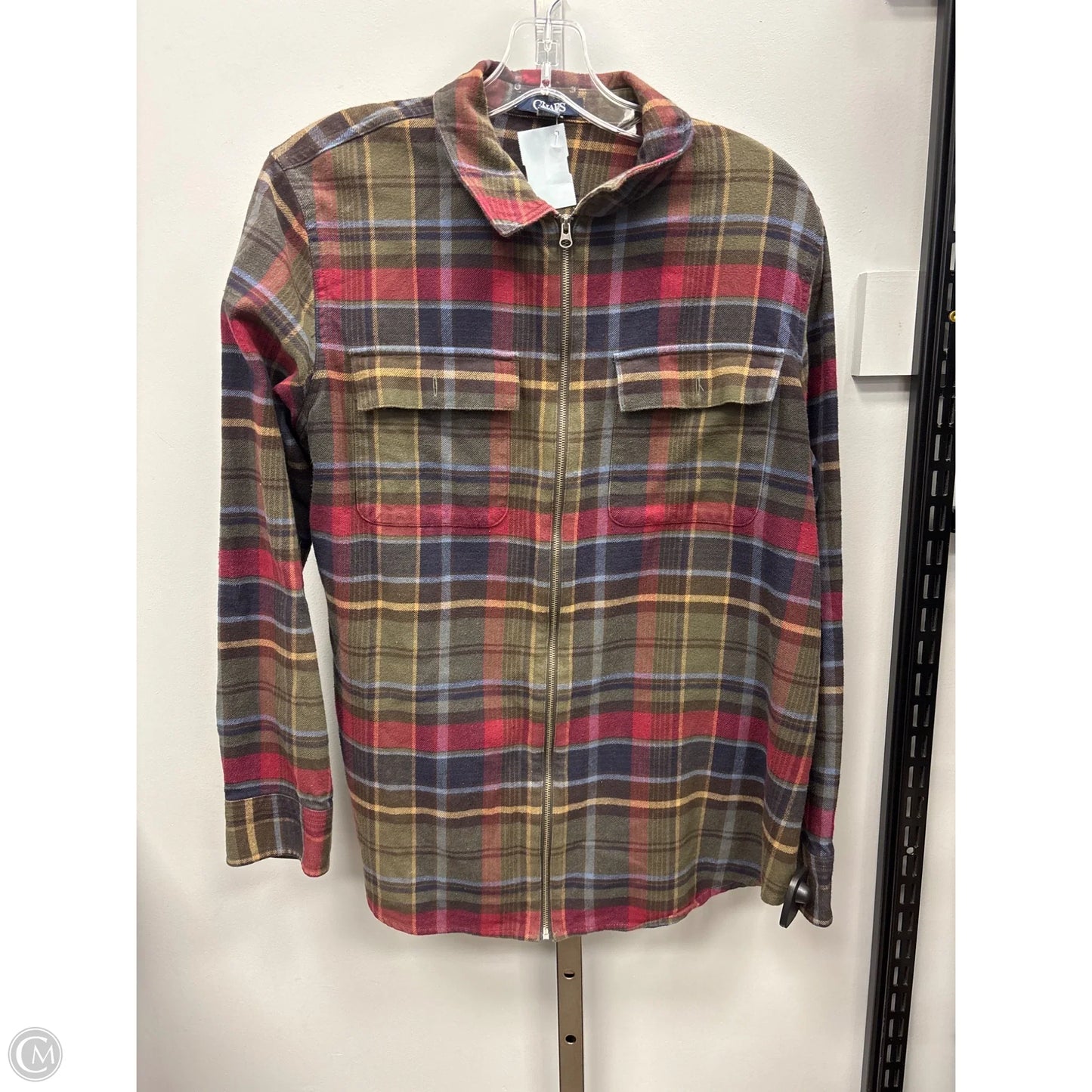 Top Long Sleeve By Chaps In Plaid Pattern, Size: L