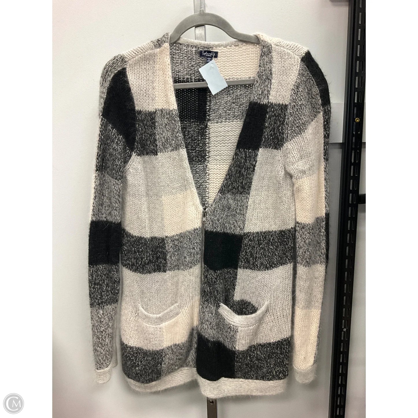 Sweater Cardigan By Splendid In Black & Cream, Size: M