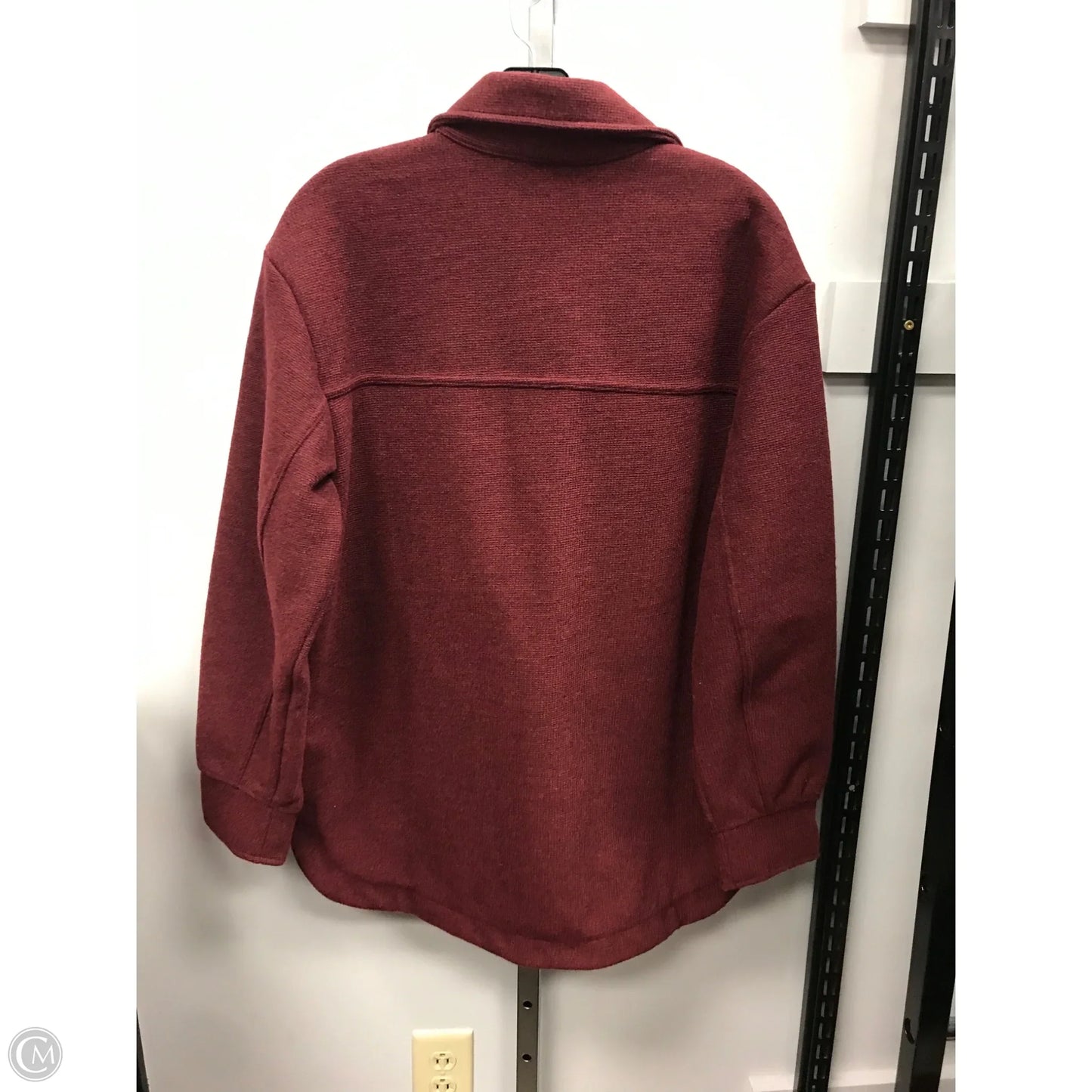 Jacket Shirt By Banana Republic In Maroon, Size: M