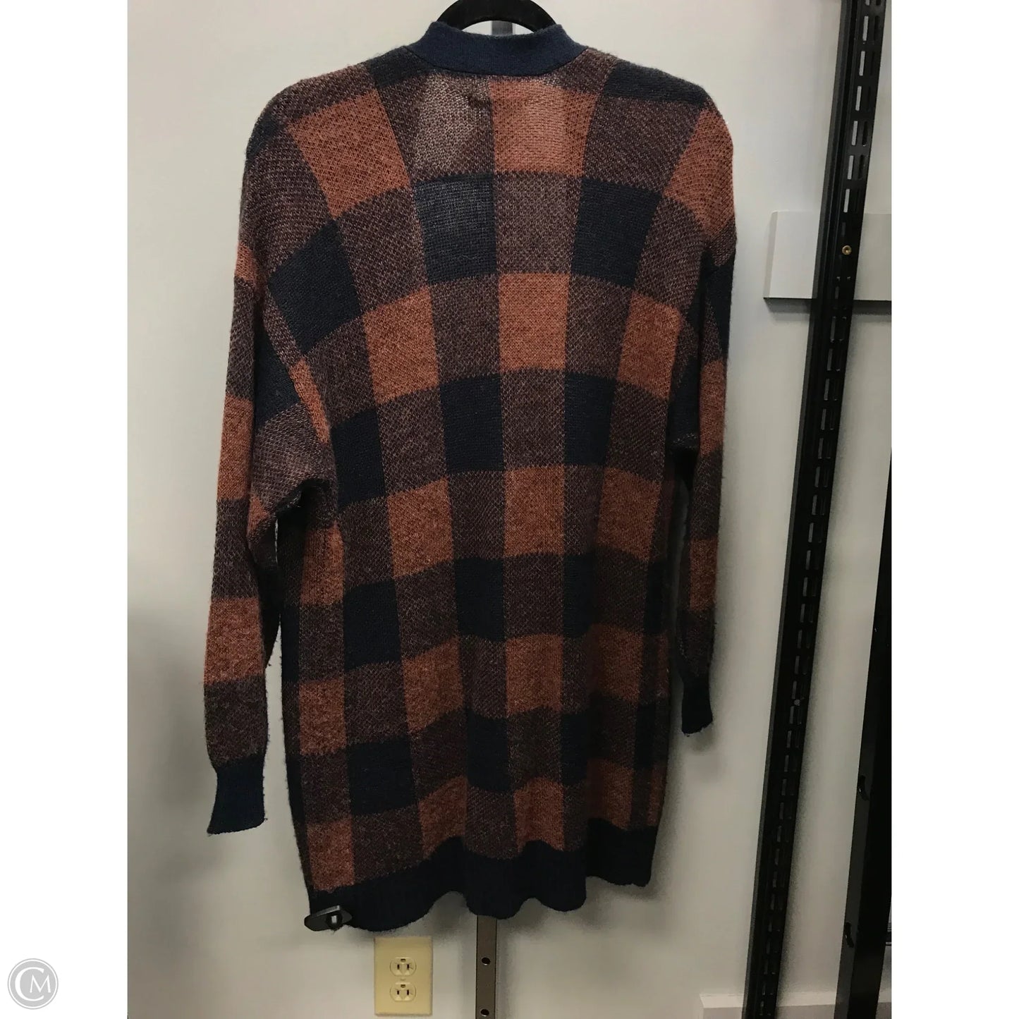 Sweater Cardigan By American Eagle In Plaid Pattern, Size: M